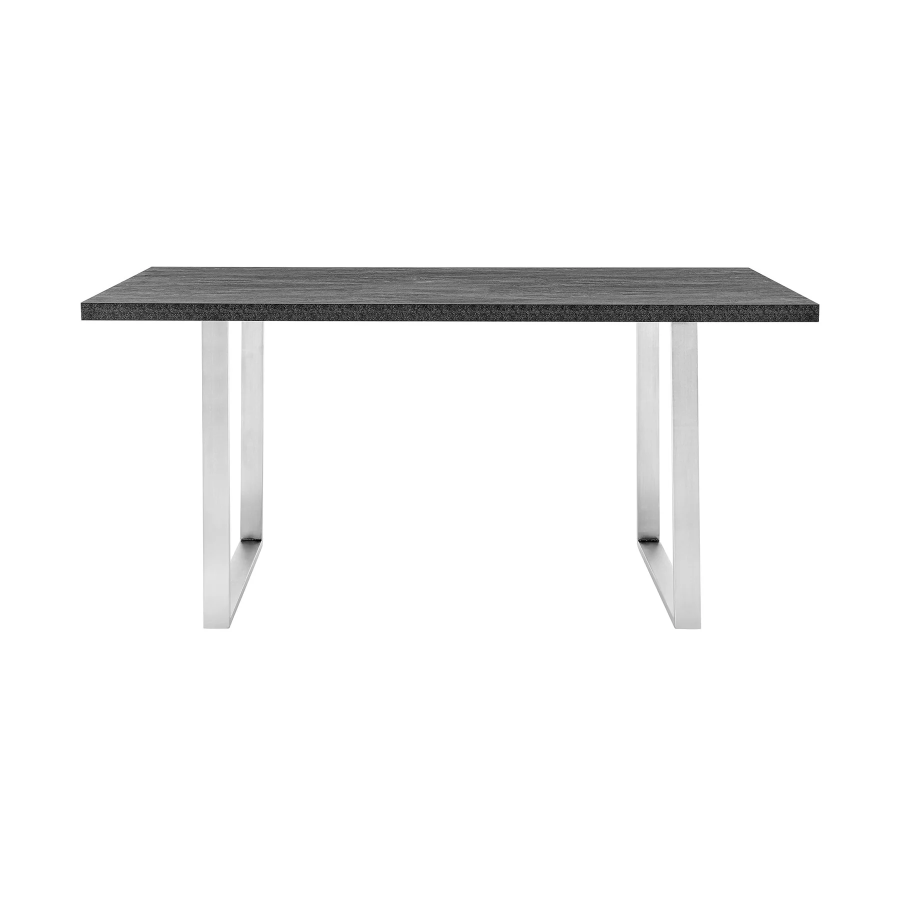 Fenton Dining Table with Charcoal Top and Brushed Stainless Steel Base