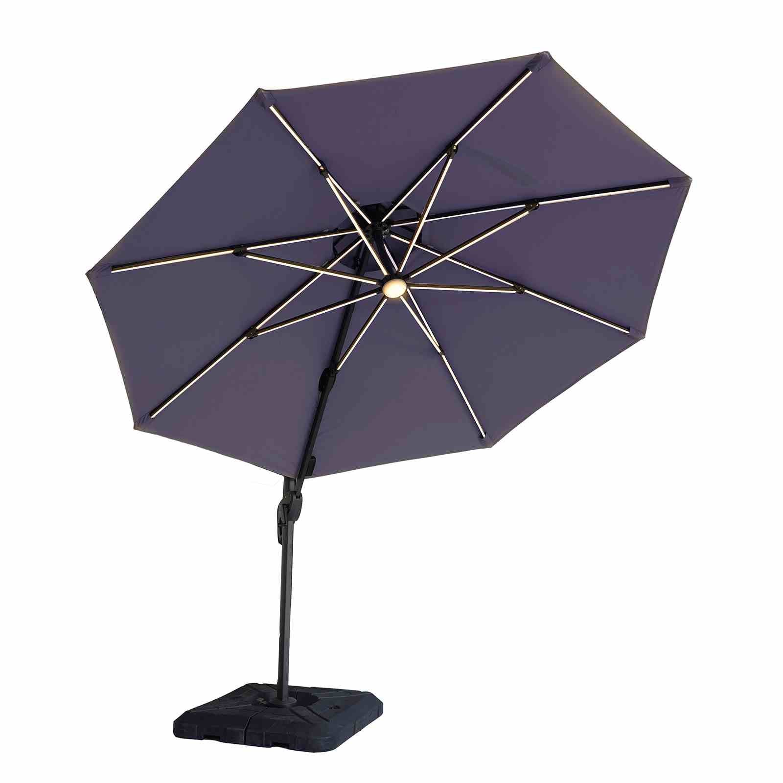Fera 10' Round Umbrella, LED Bulb, Navy