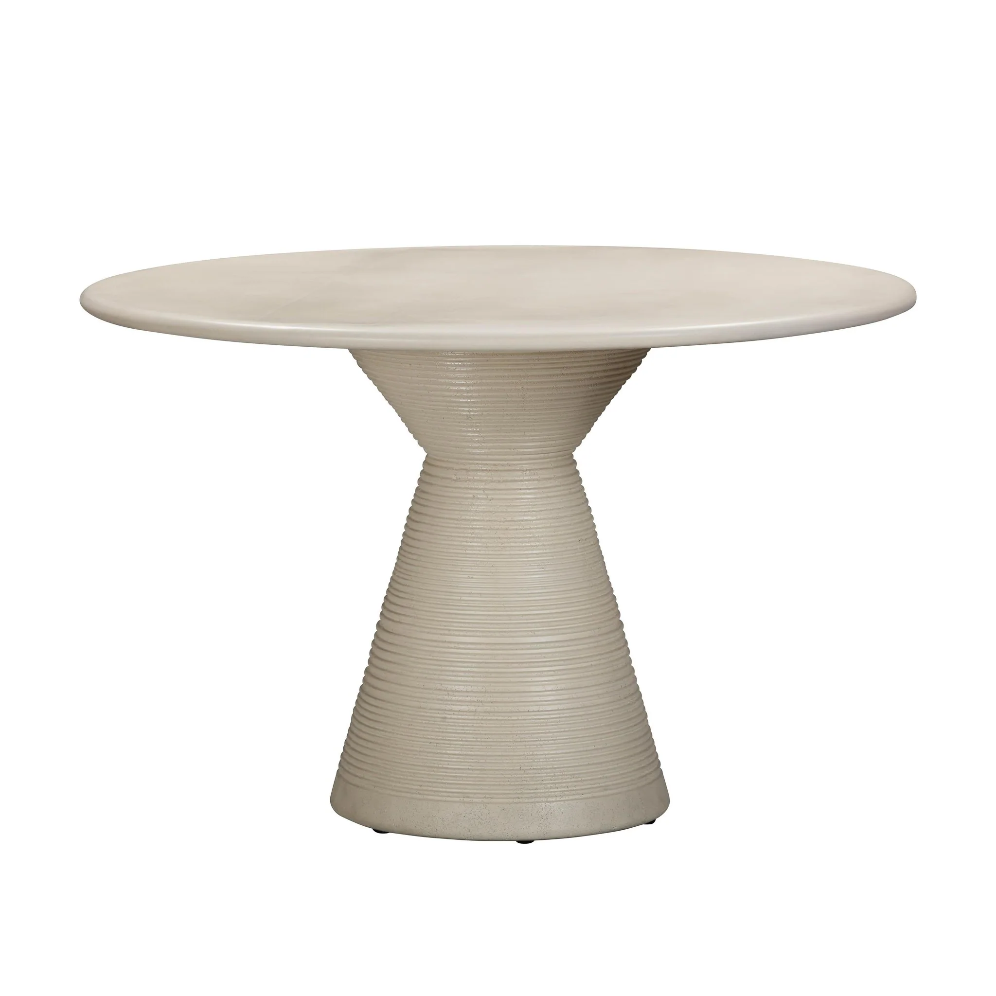 Fern Beige Textured Faux Plaster Concrete Indoor / Outdoor Round Dining Table - Image 3