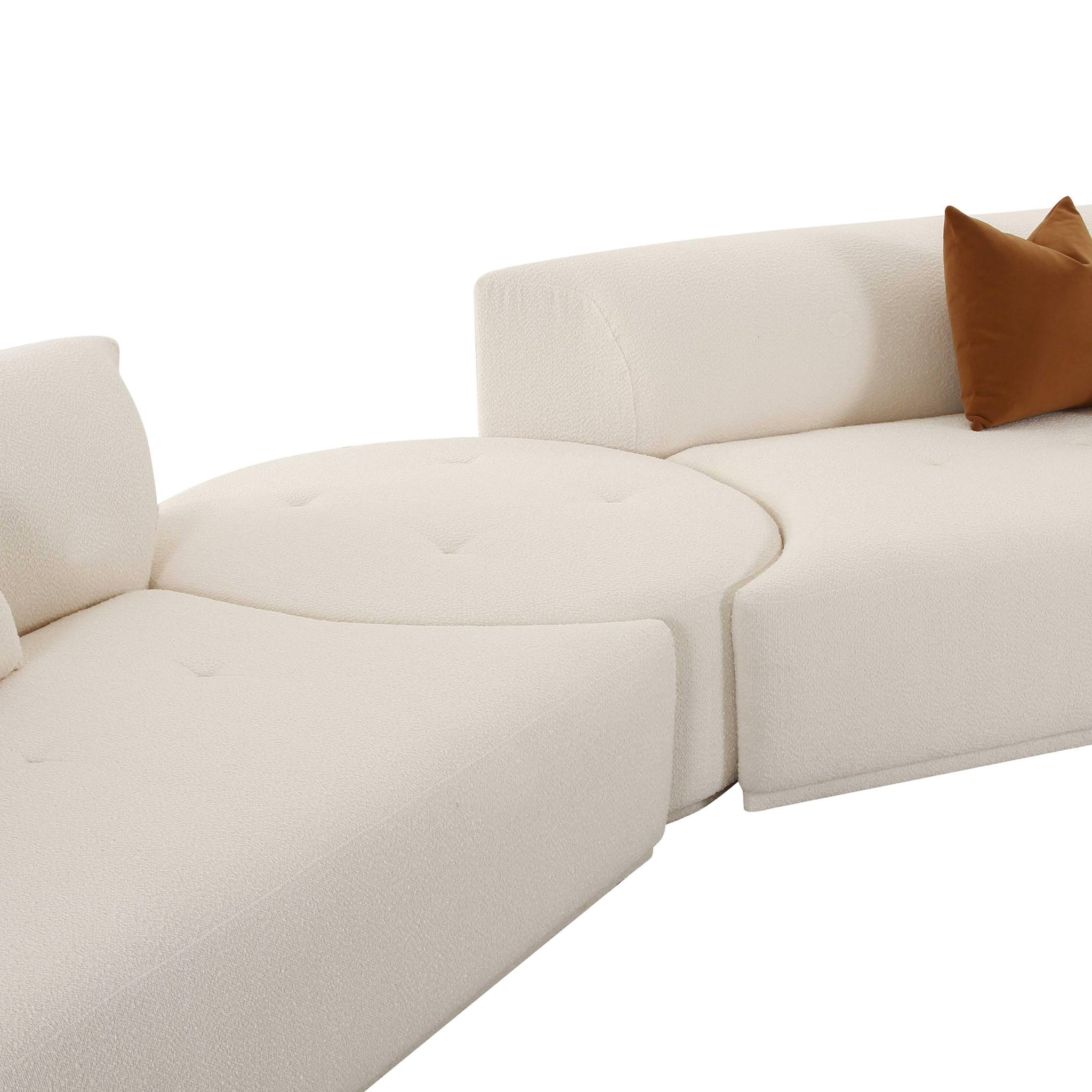 Fickle Cream Boucle 4-Piece Modular RAF Sectional - Image 5