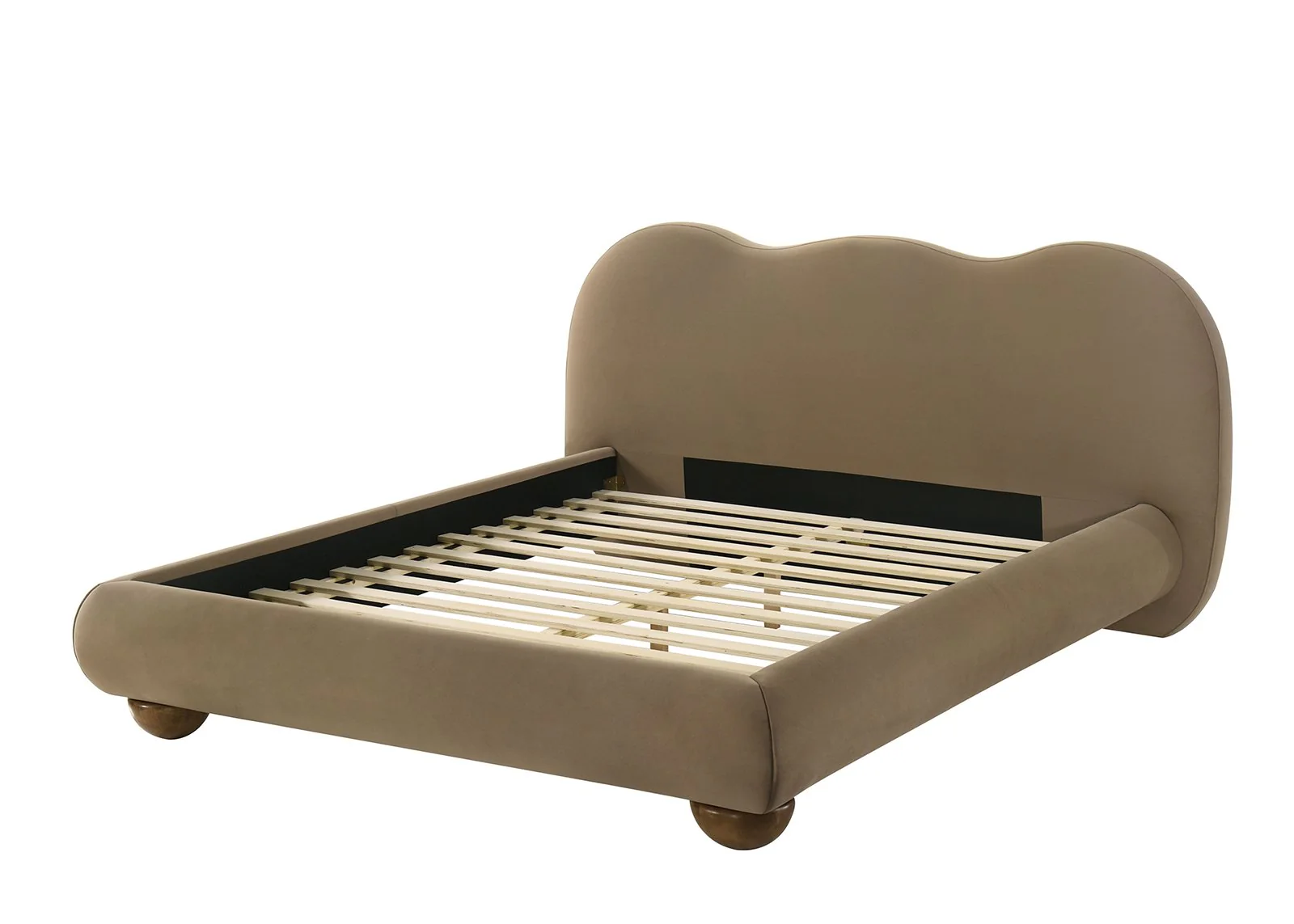 Finamore Queen Bed, Brown Velvet - Image 3