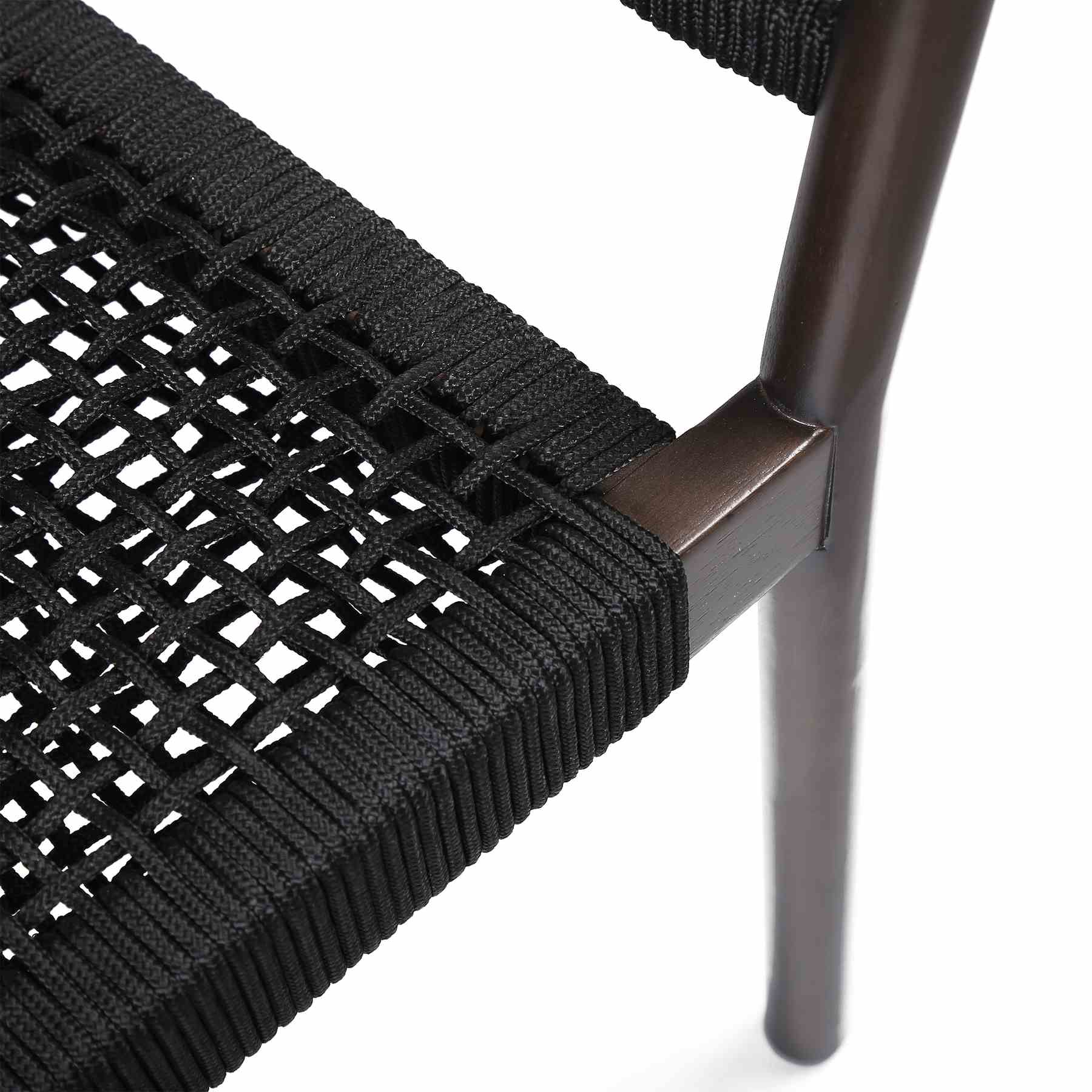 Fineline and Doris Indoor Outdoor 7 Piece Dining Set in Dark Eucalyptus Wood with Superstone and Black Rope - Image 5