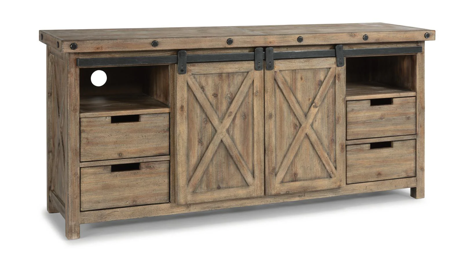 Flexsteel Carpenter Entertainment Base in Rustic Gray