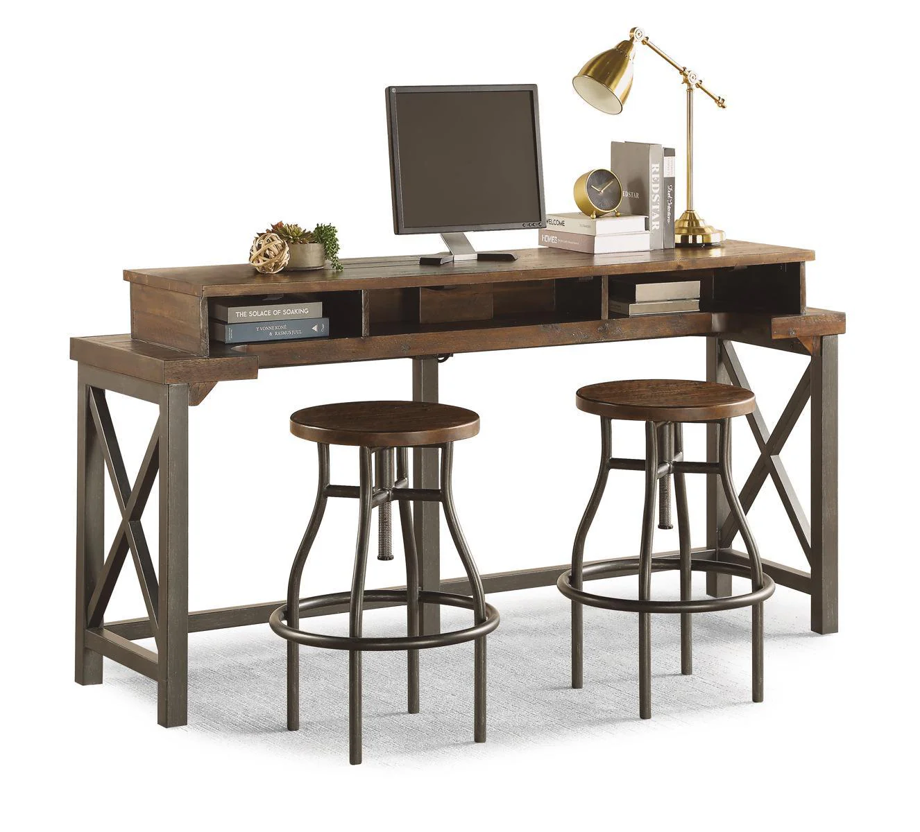 Flexsteel Carpenter Work Console in Rustic Brown - Image 3