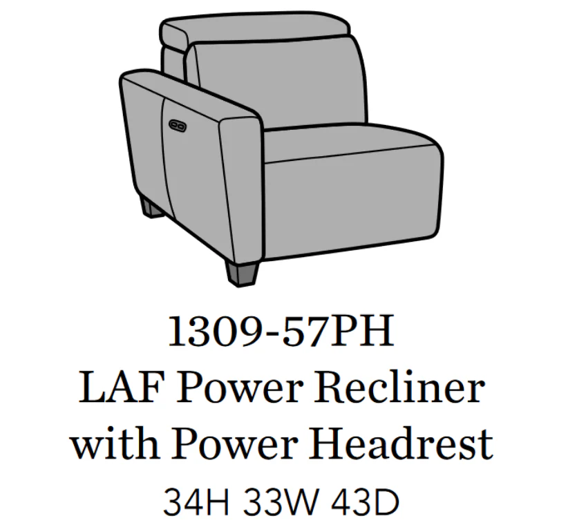 Flexsteel Latitudes Astra Leather LAF Power Recliner w/Power Headrest