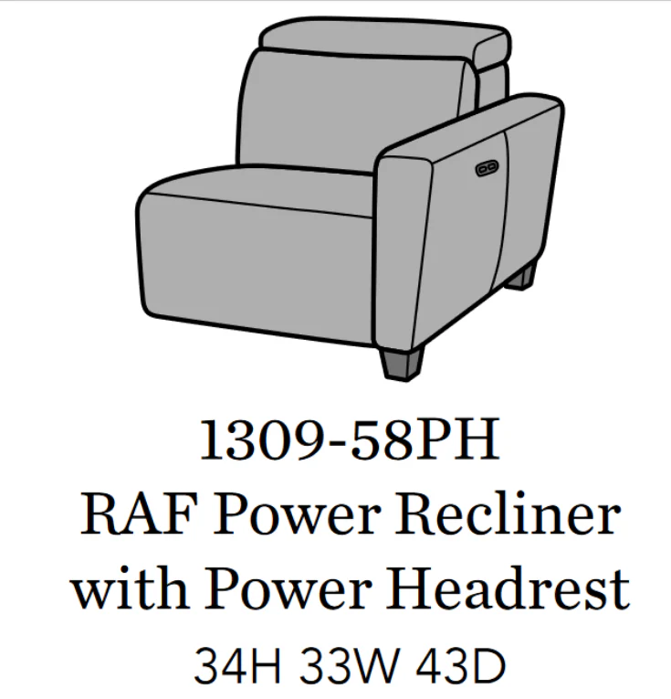 Flexsteel Latitudes Astra Leather RAF Power Recliner w/Power Headrest