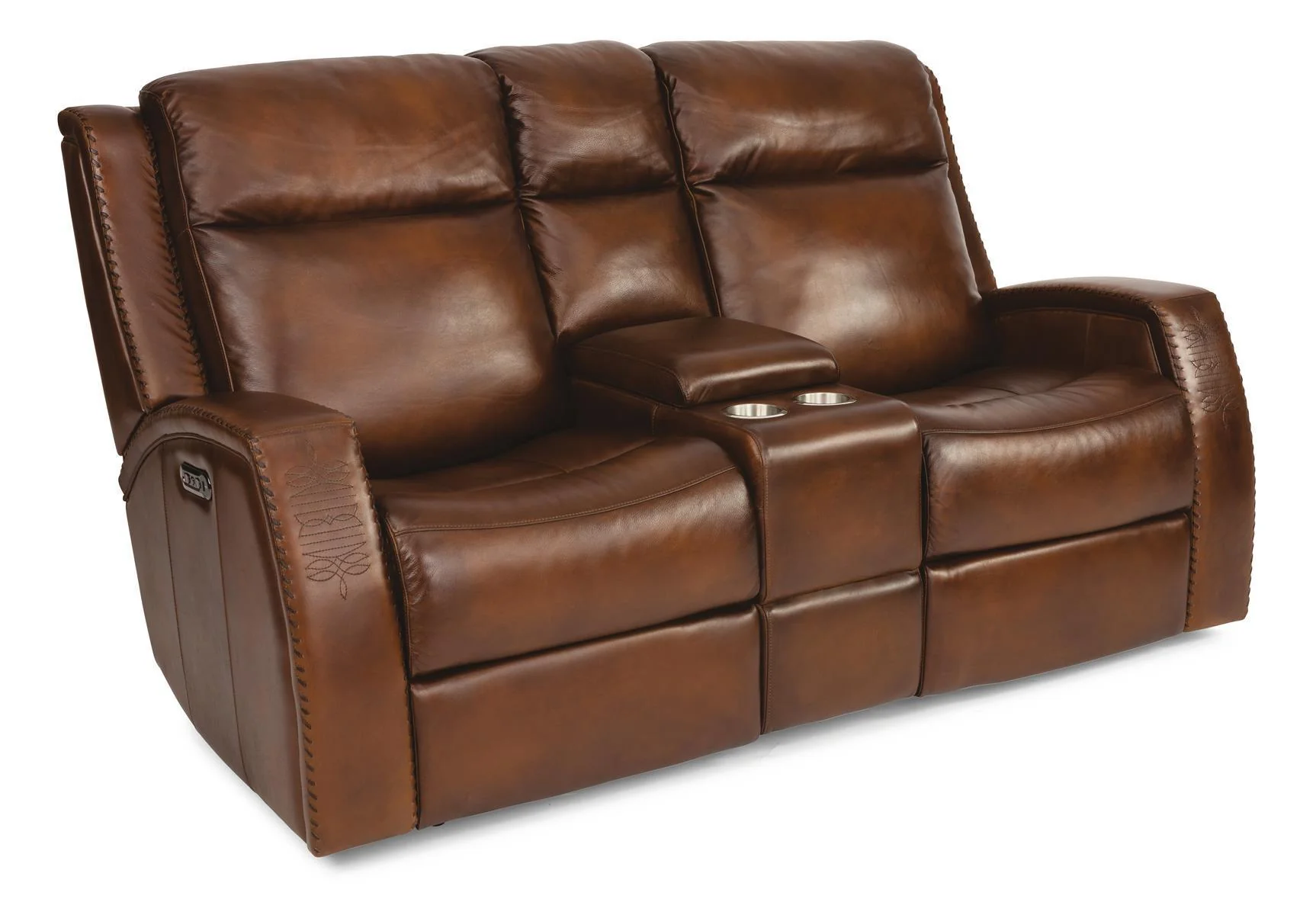 Flexsteel Latitudes Mustang Leather Power Reclining Loveseat w/Console & Power Headrests - Image 2