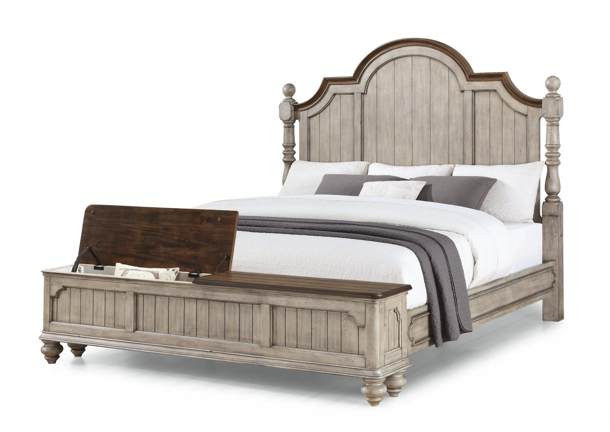 Flexsteel Wynwood Plymouth Queen Poster Storage Bed in Whitewash Wood - Image 2