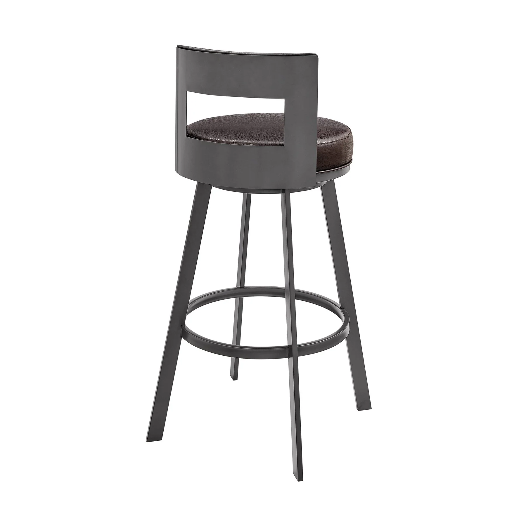 Flynn 26" Swivel Counter Stool in Brown Metal with Brown Faux Leather - Image 4