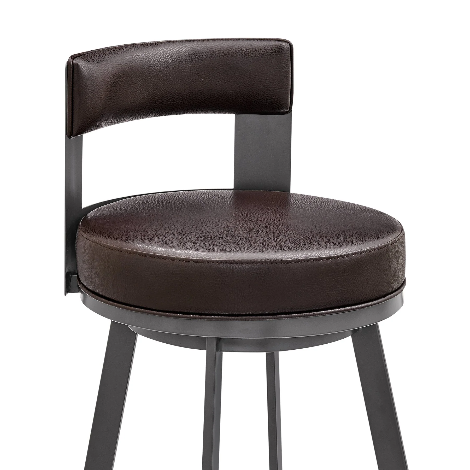 Flynn 26" Swivel Counter Stool in Brown Metal with Brown Faux Leather - Image 6