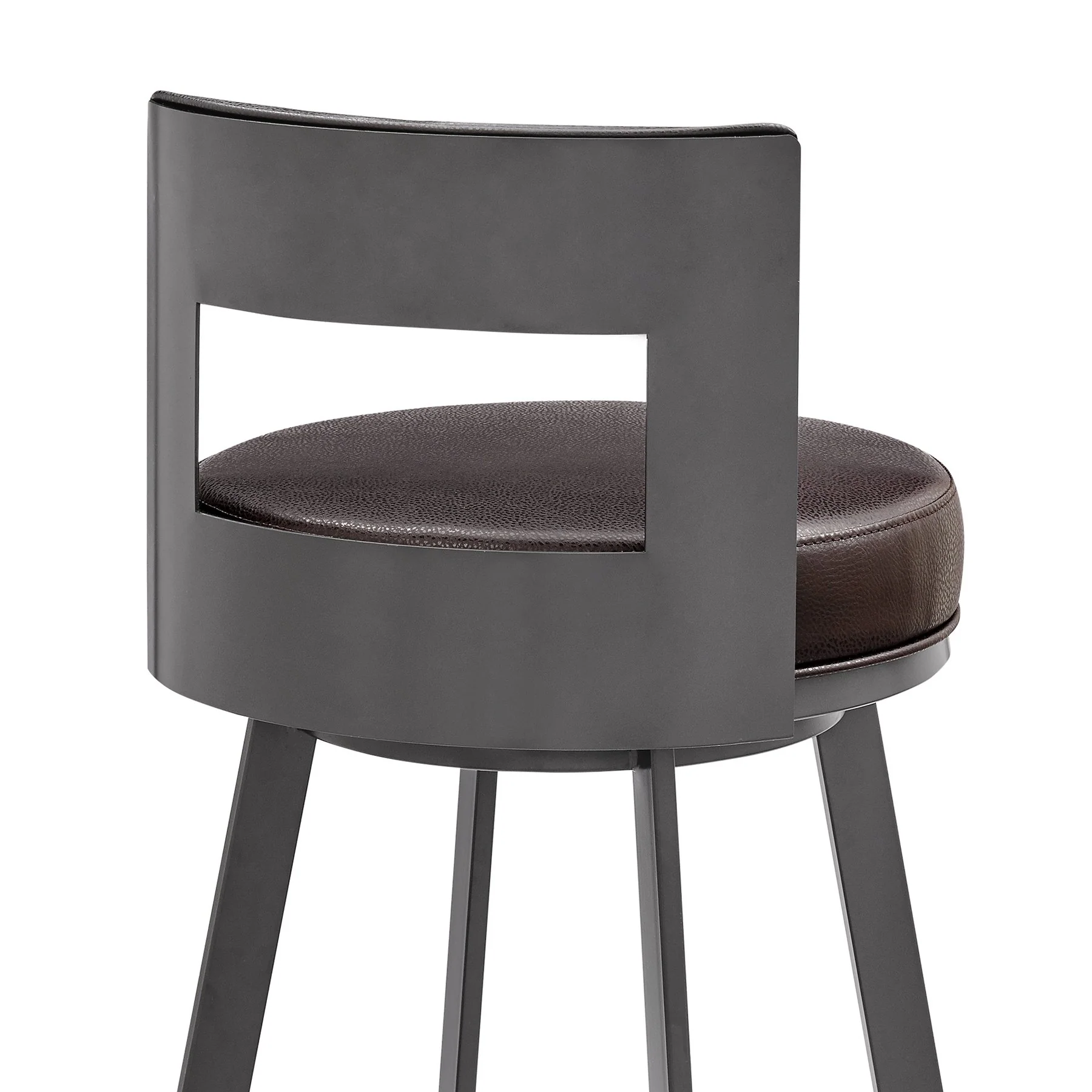 Flynn 30" Swivel Bar Stool in Brown Metal with Brown Faux Leather - Image 7