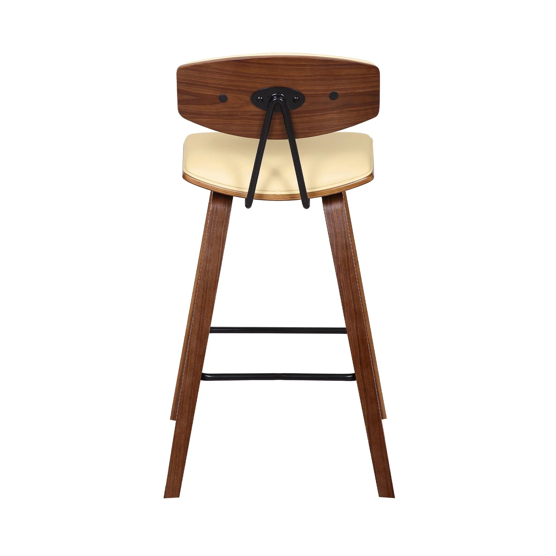 Fox 25.5" Counter Height Cream Faux Leather and Walnut Wood Mid-Century Modern Bar Stool - Image 5