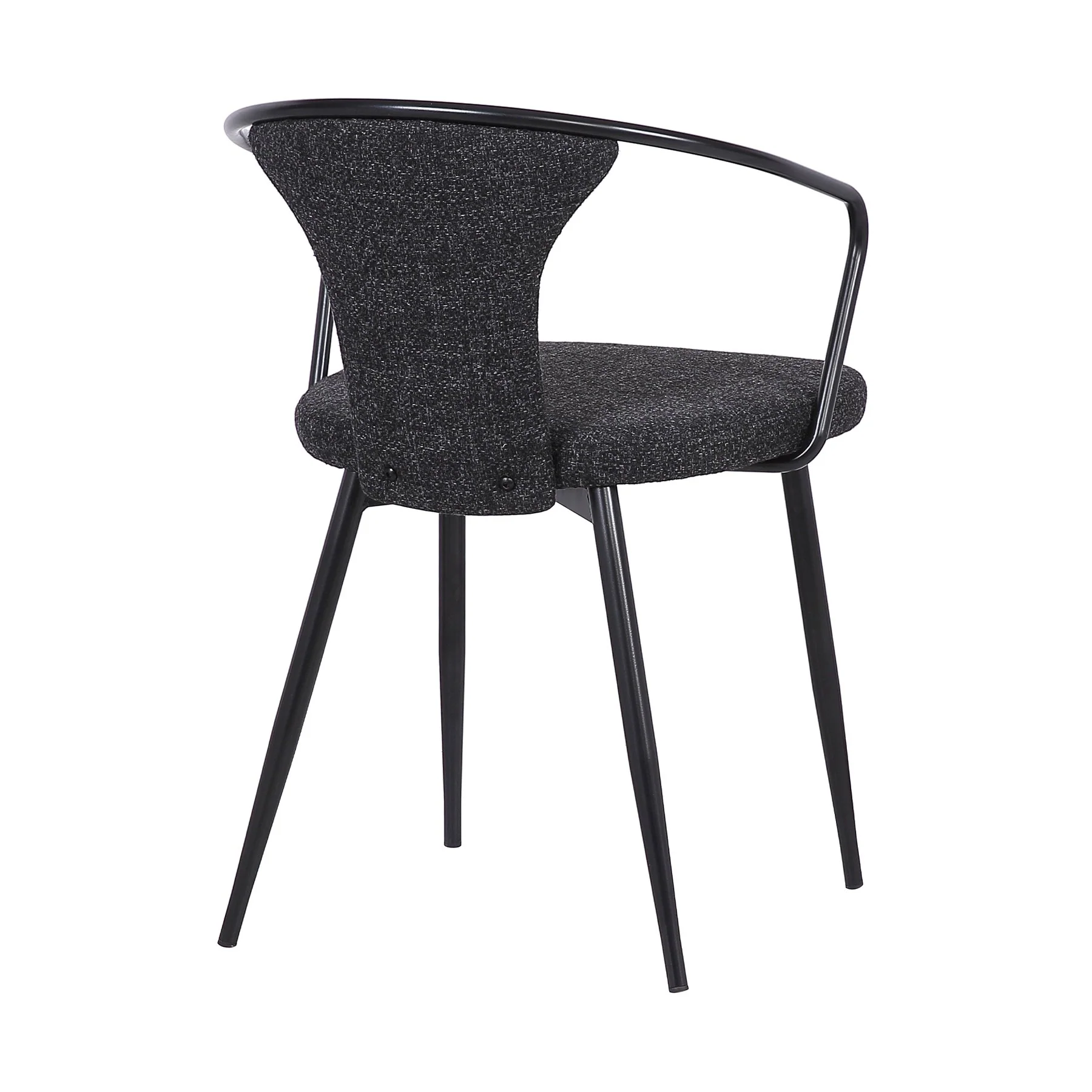 Francis Contemporary Dining Chair in Black Powder Coated Finish and Black Fabric - Image 4