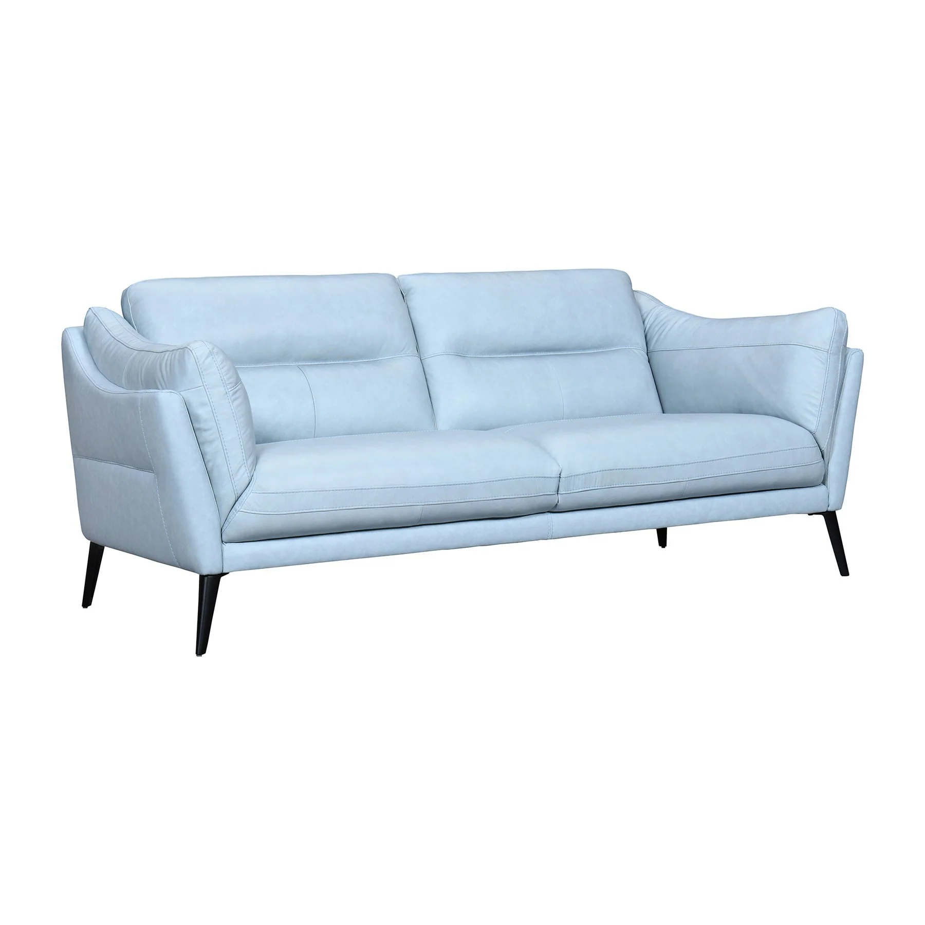 Franz Sky Blue Leather Sofa - Image 2