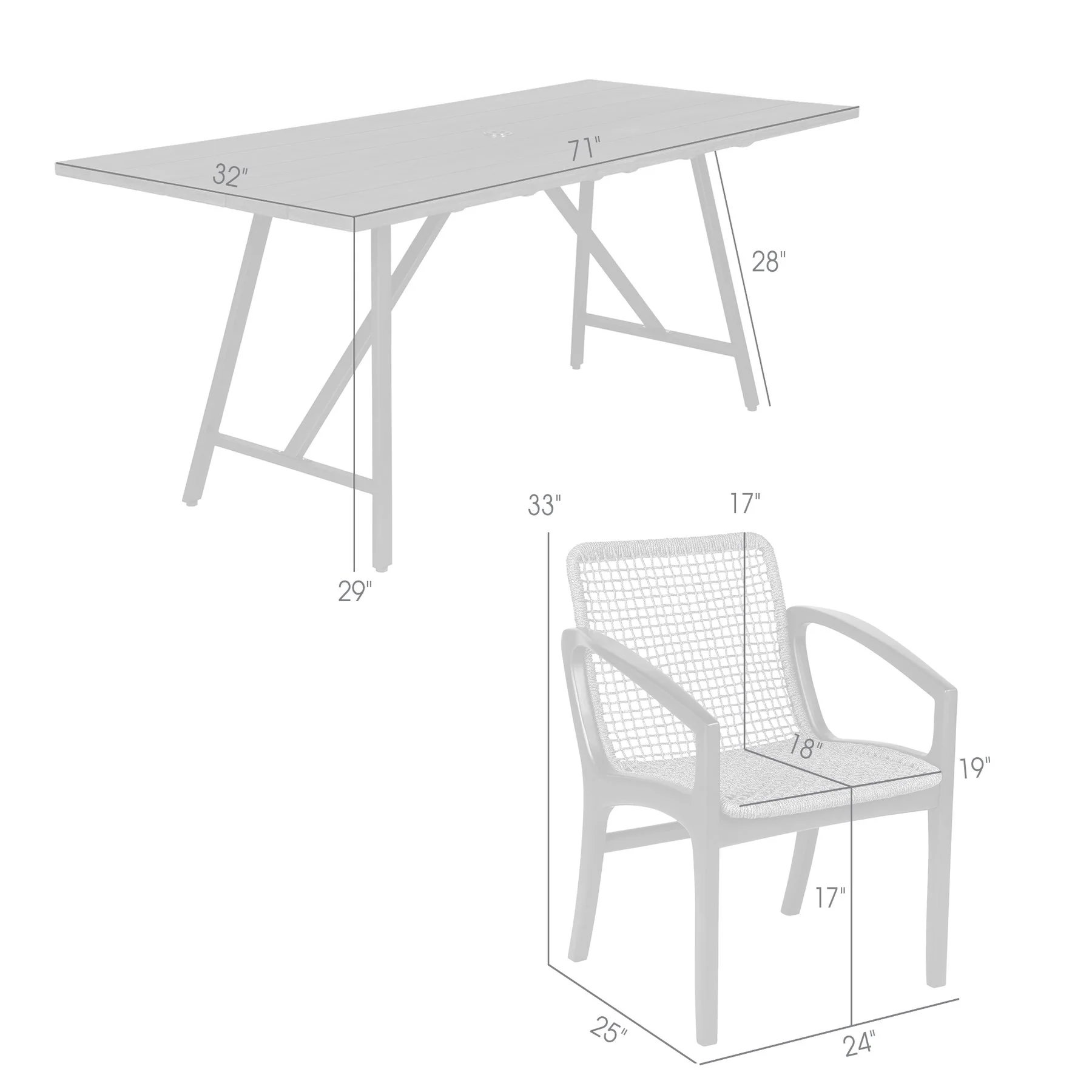 Frinton and Beckham 5 Piece Outdoor Patio Dining Set in Dark Eucalyptus Wood and Gray Rope - Image 11