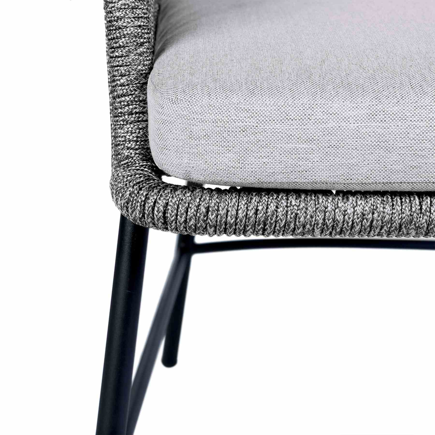 Frinton and Ditas 5 Piece Dining Set in Dark Eucalyptus and Metal with Gray Rope - Image 6