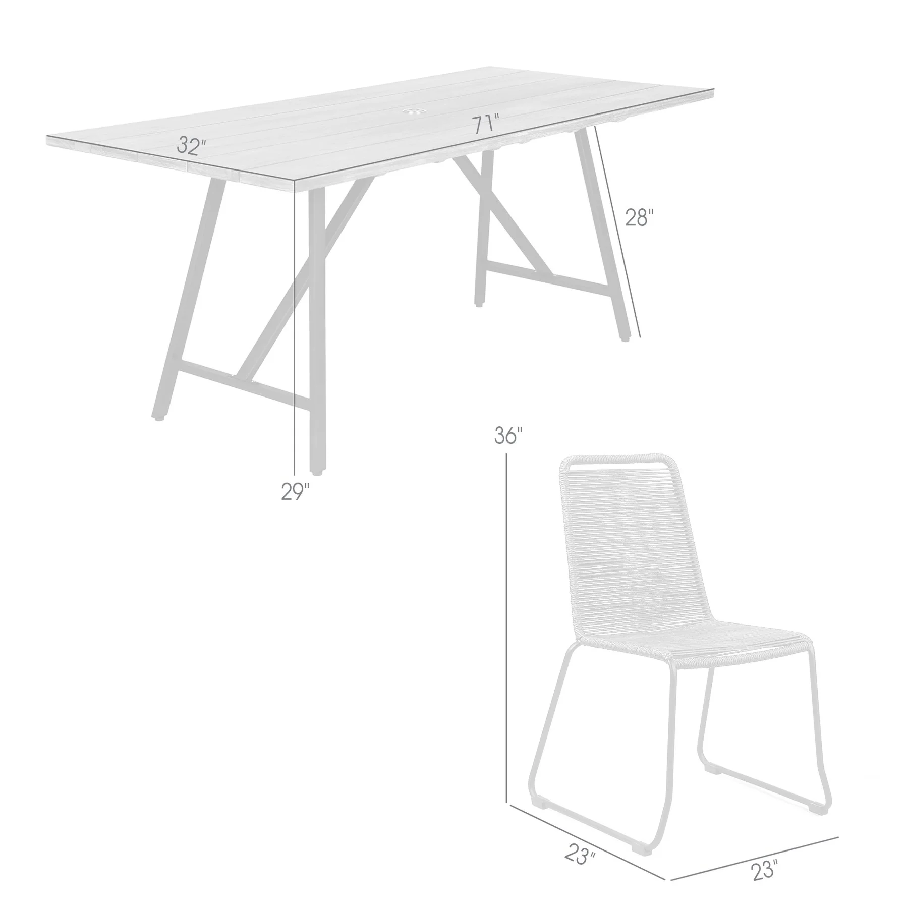 Frinton and Shasta 5 Piece Outdoor Patio Dining Set in Light Eucalyptus Wood and Black Rope - Image 11