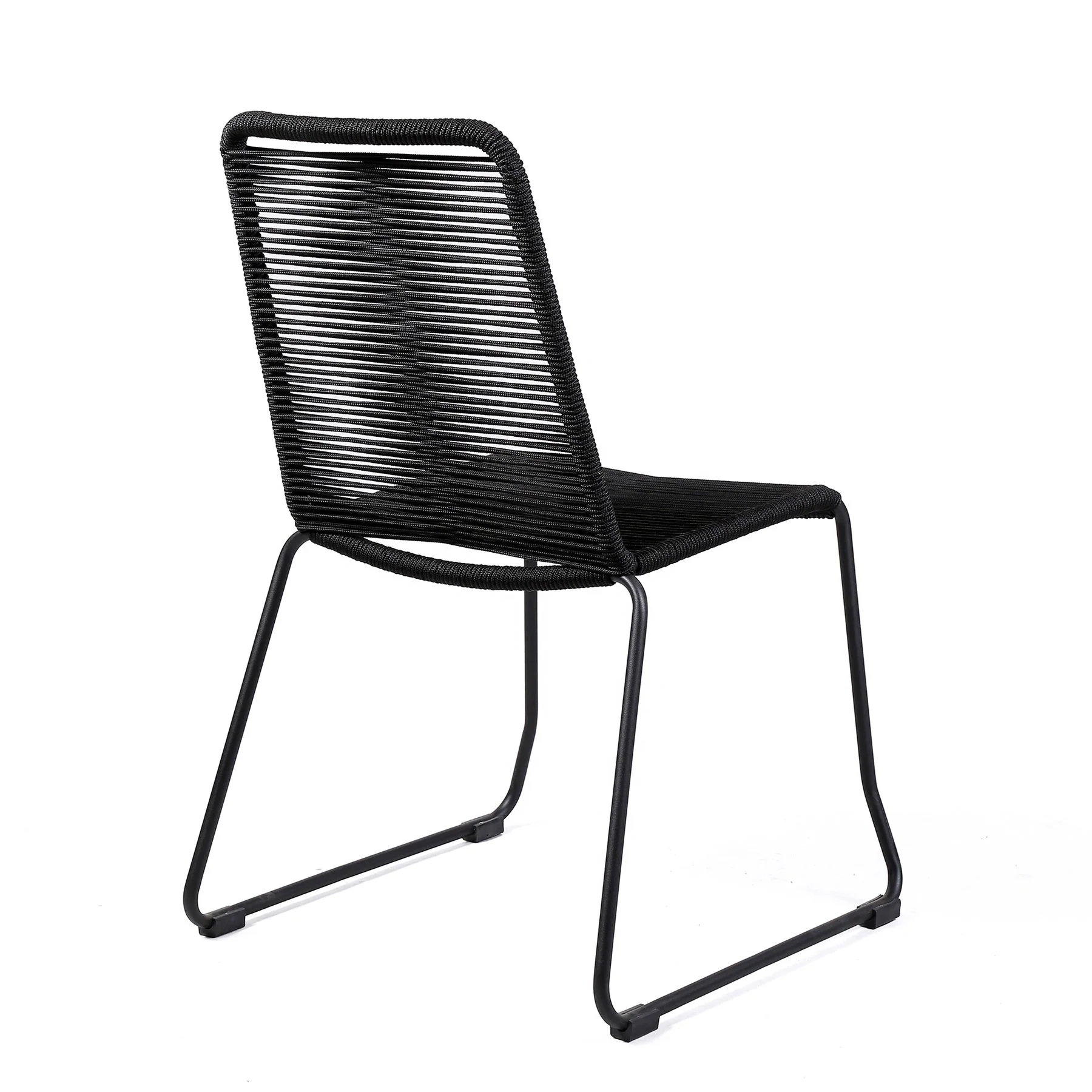 Frinton and Shasta 5 Piece Outdoor Patio Dining Set in Light Eucalyptus Wood and Black Rope - Image 3