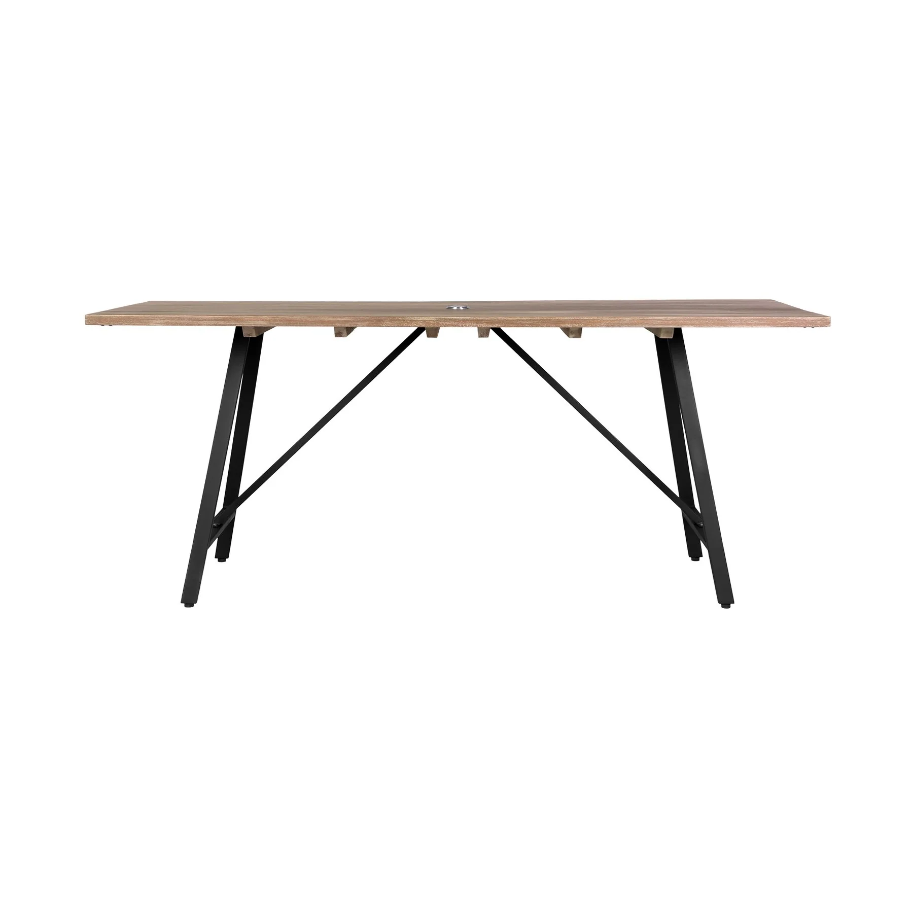 Frinton Outdoor Patio Light Eucalyptus Wood and Metal Rectangle Dining Table - Image 2