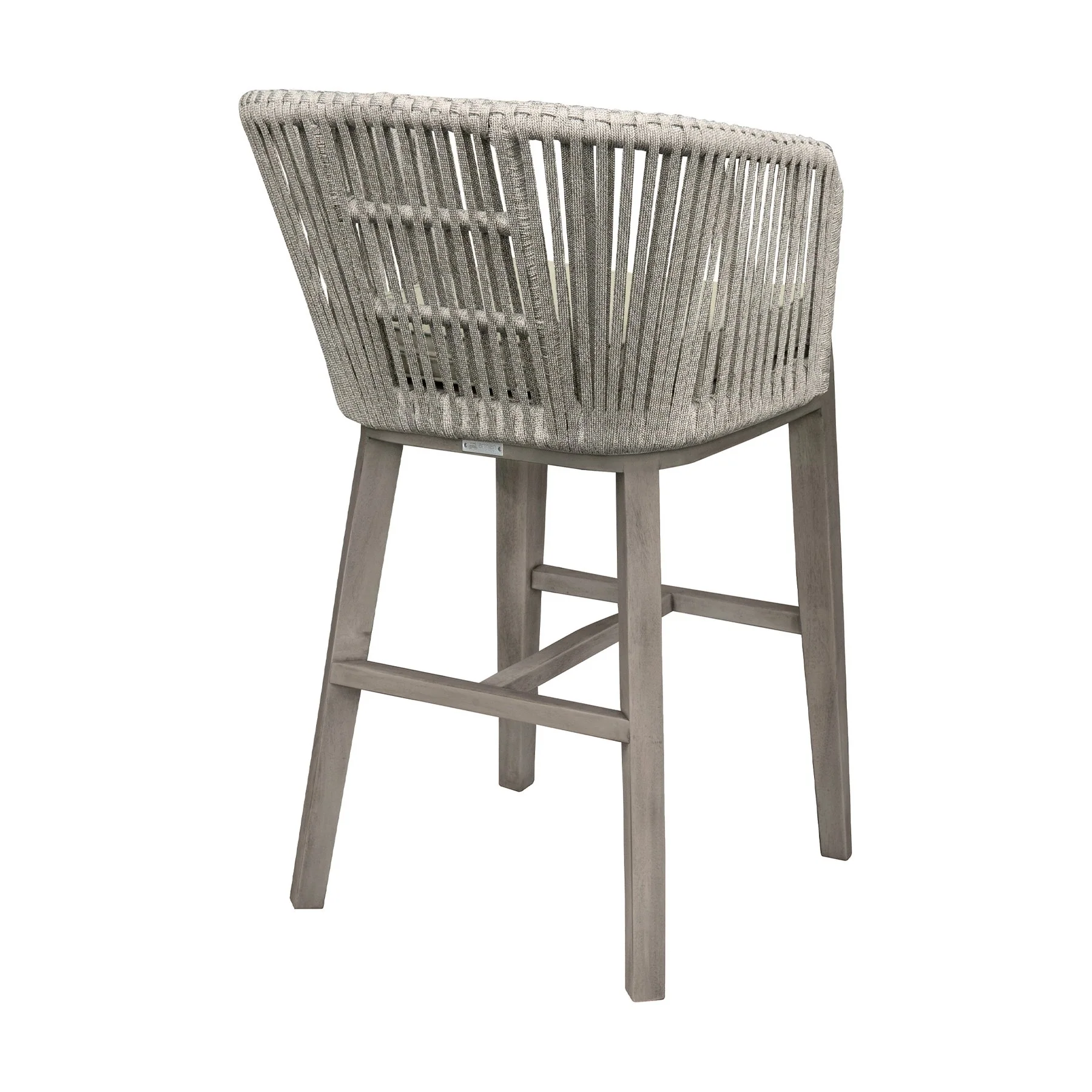 Garnet Outdoor Patio Bar Stool in Gray Acacia Wood and Rope - Image 4
