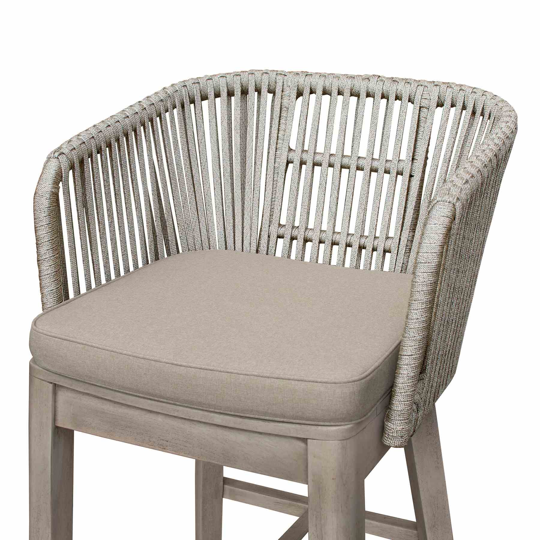 Garnet Outdoor Patio Bar Stool in Gray Acacia Wood and Rope - Image 6