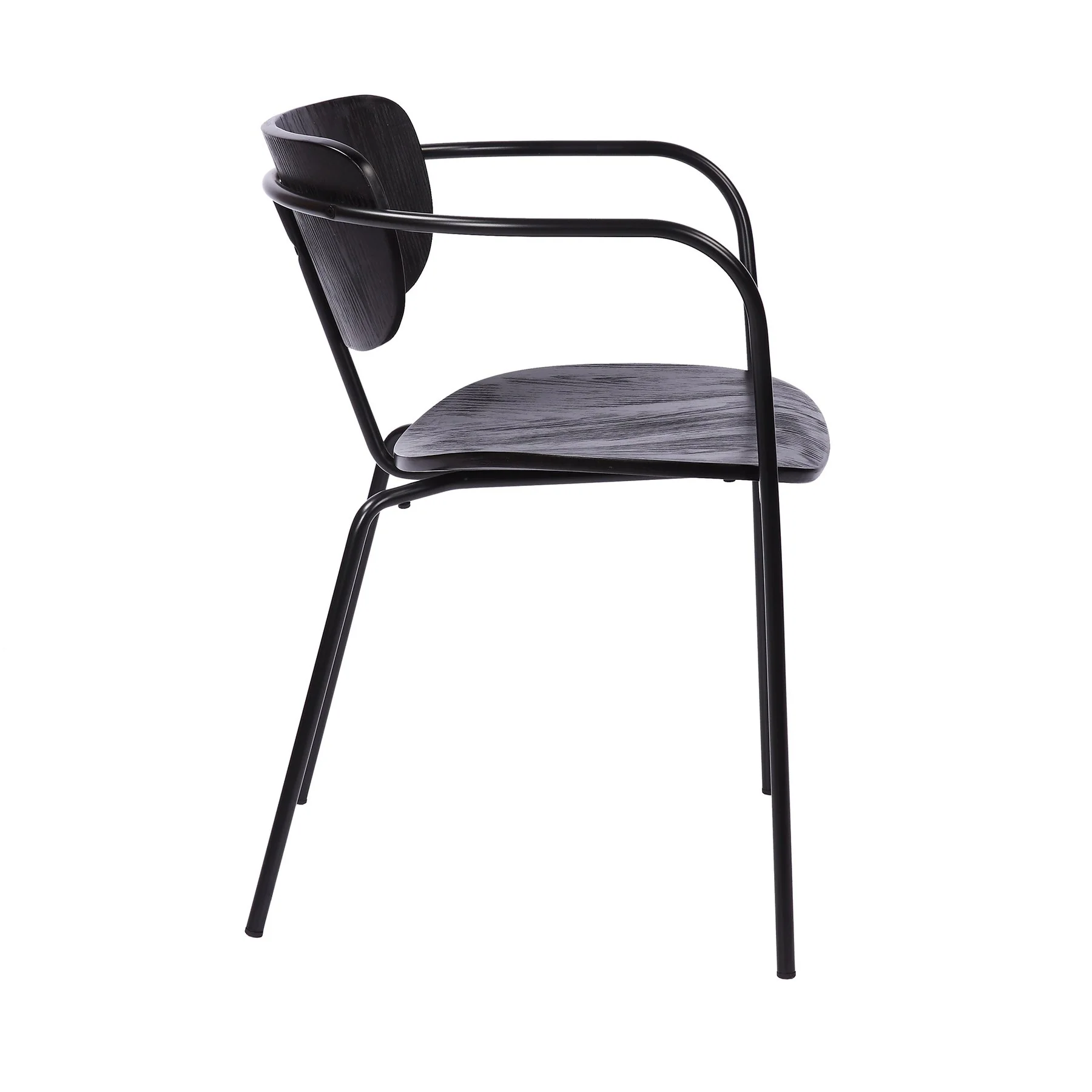 Gavin Steel Side Chair in Black Powder Coating Finish and Black Brushed Wood-Set of 2 - Image 3