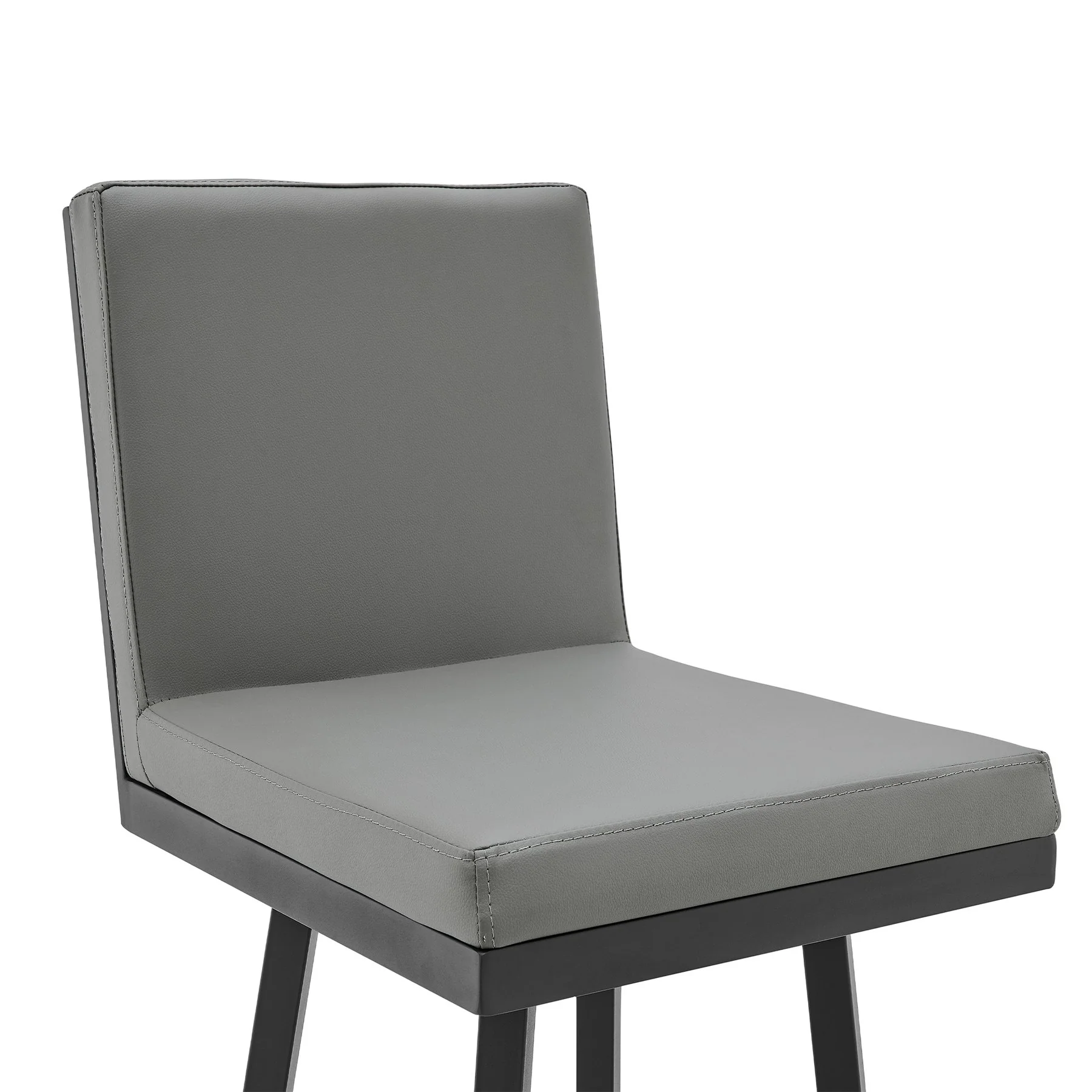 Gem Swivel Modern Black Metal and Gray Faux Leather Bar and Counter Stool - Image 4