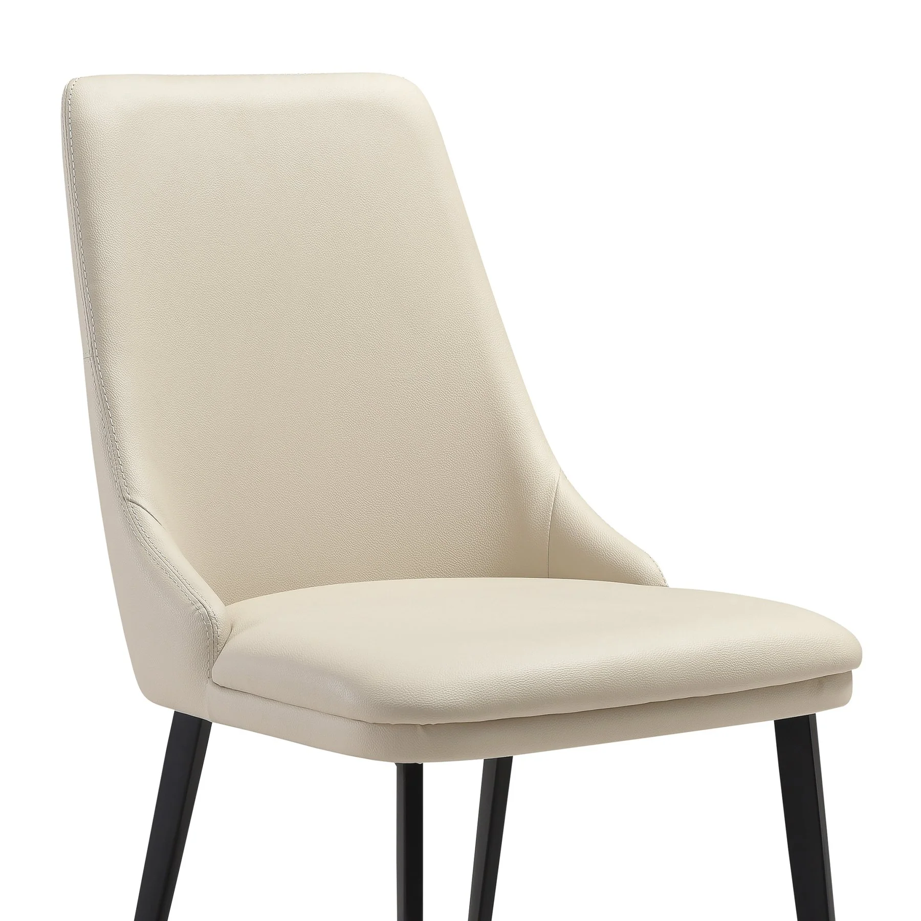 Genesis Upholstered Dining Chair in Beige Faux Leather with Black Metal Legs - Set of 2 - Image 5