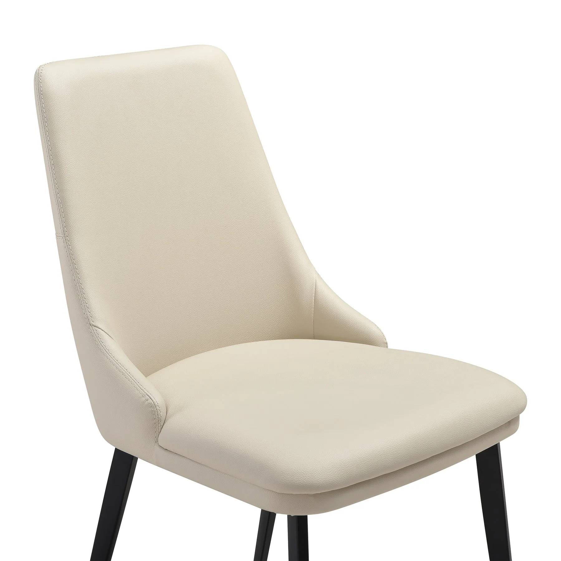 Genesis Upholstered Dining Chair in Beige Faux Leather with Black Metal Legs - Set of 2 - Image 6