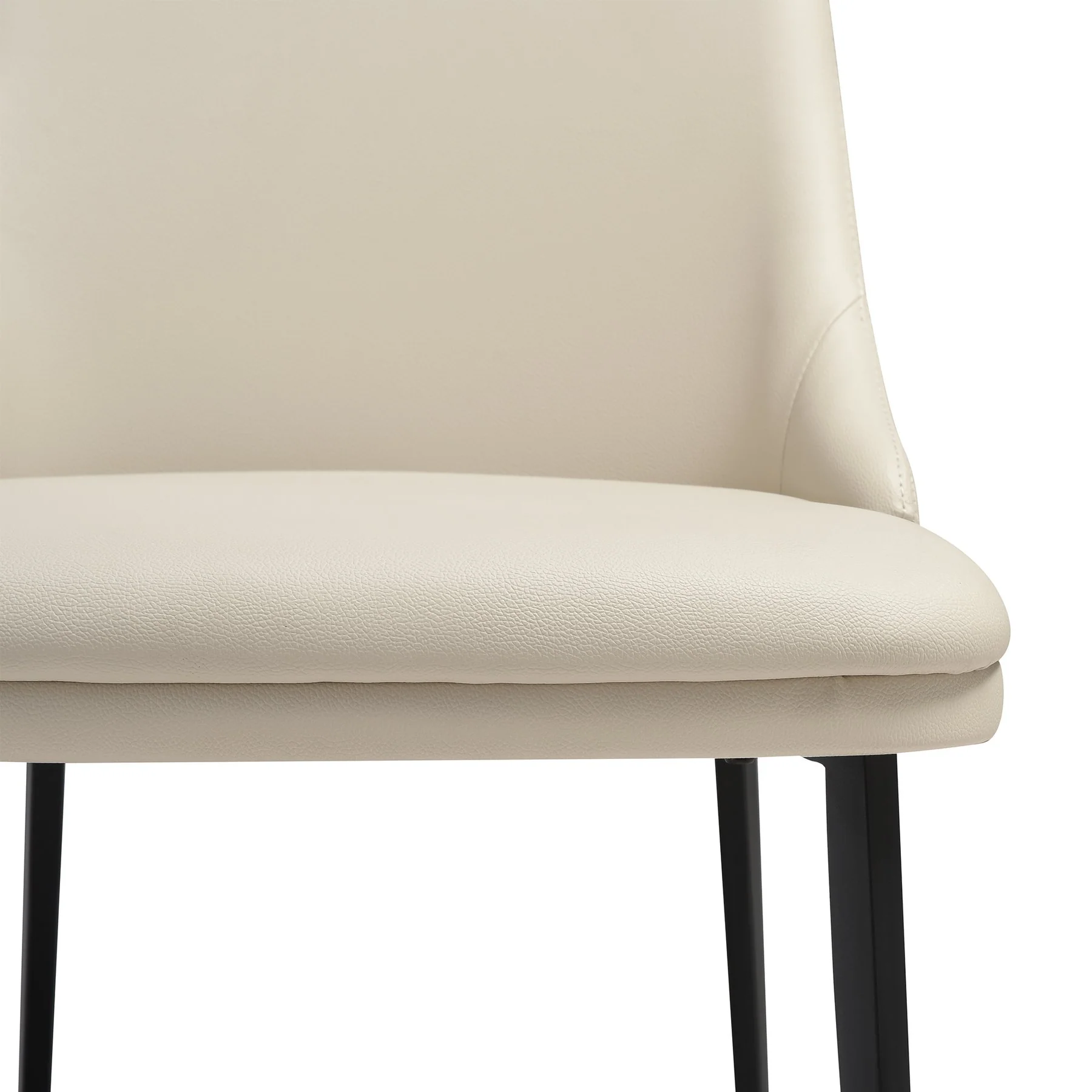 Genesis Upholstered Dining Chair in Beige Faux Leather with Black Metal Legs - Set of 2 - Image 8