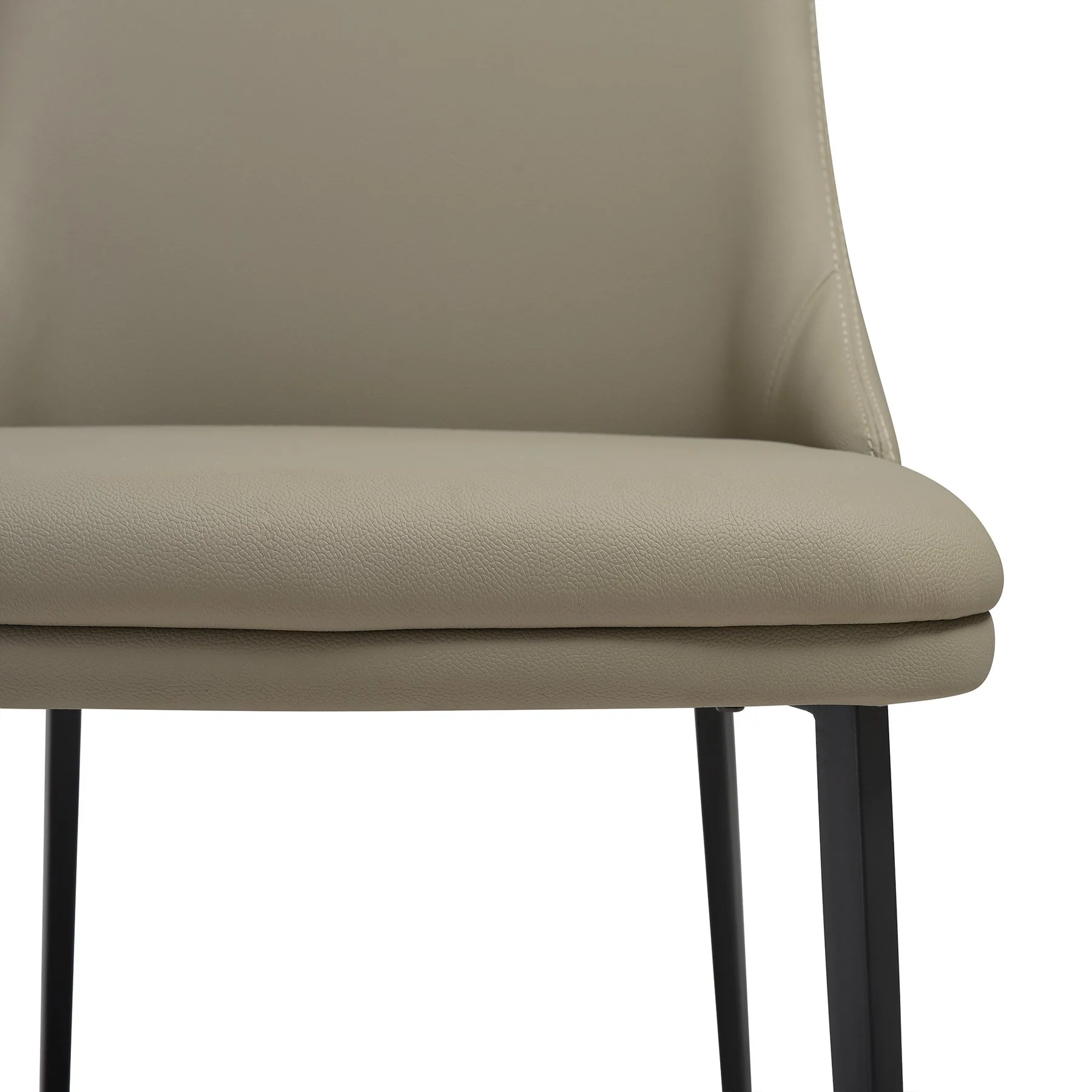 Genesis Upholstered Dining Chair in Taupe Gray Faux Leather with Black Metal Legs - Set of 2 - Image 8