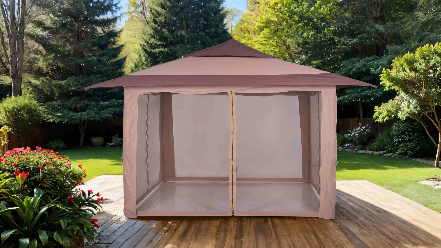 Genoa Pop Up Gazebo 12' X12', Brown