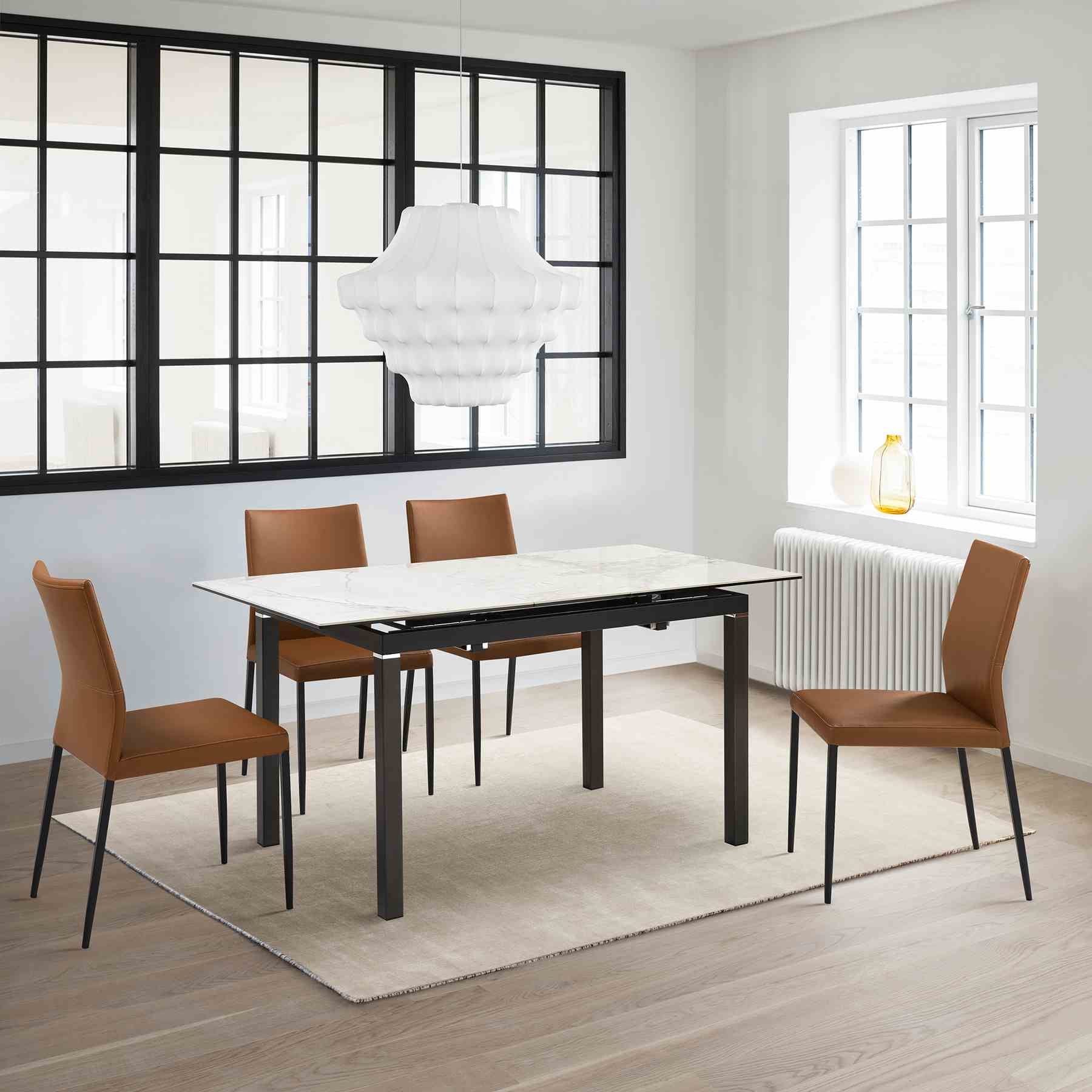 Giana Kash 5 Piece Extendable Dining Set with Brown Faux Leather Chairs - Image 11