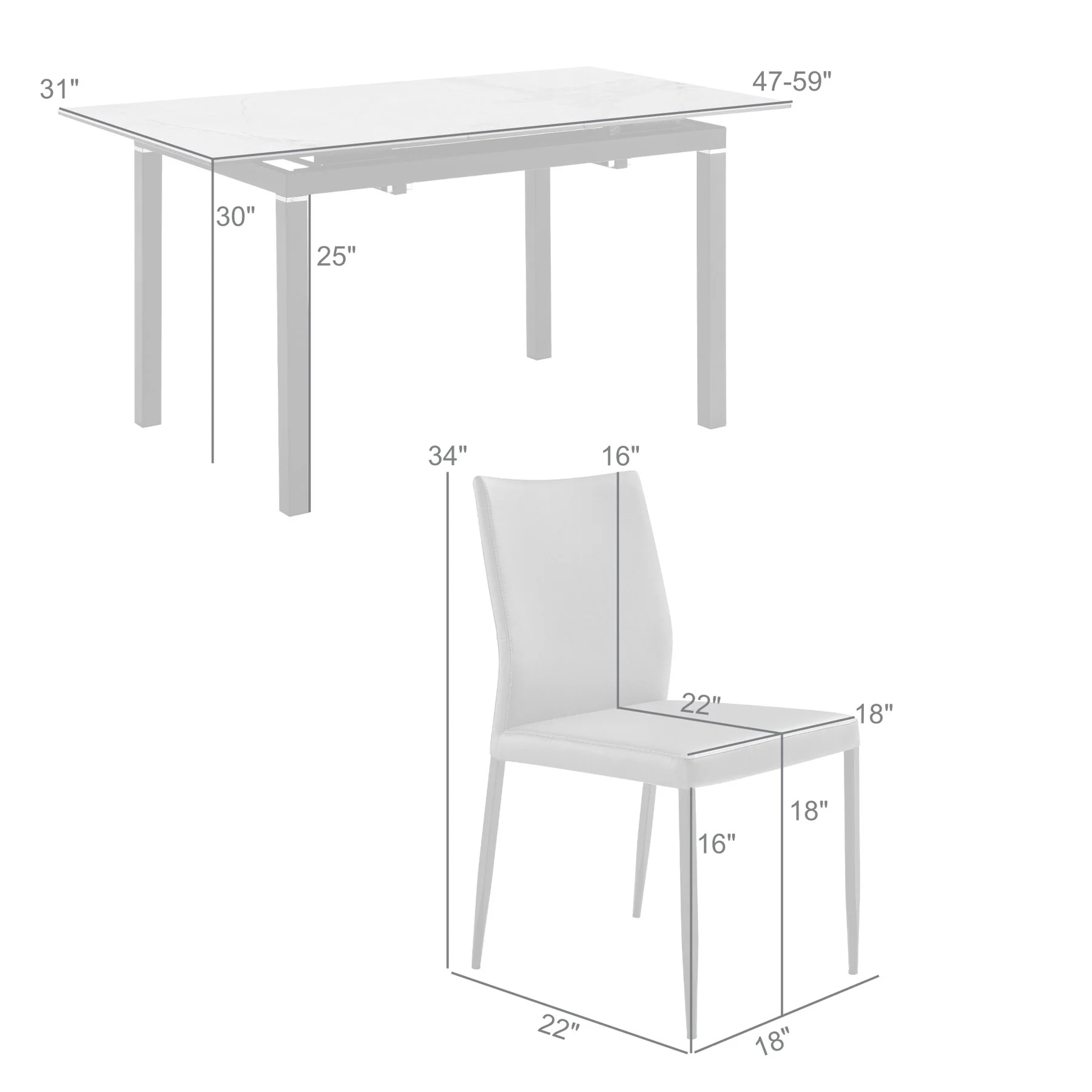 Giana Kash 7 Piece Extendable Dining Set with Black Faux Leather Chairs - Image 10