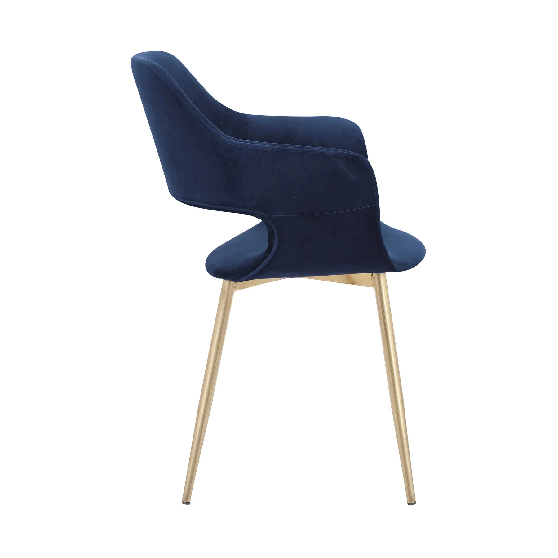 Gigi Blue Velvet Dining Room Chair with Gold Metal Legs - Set of 2 - Image 4