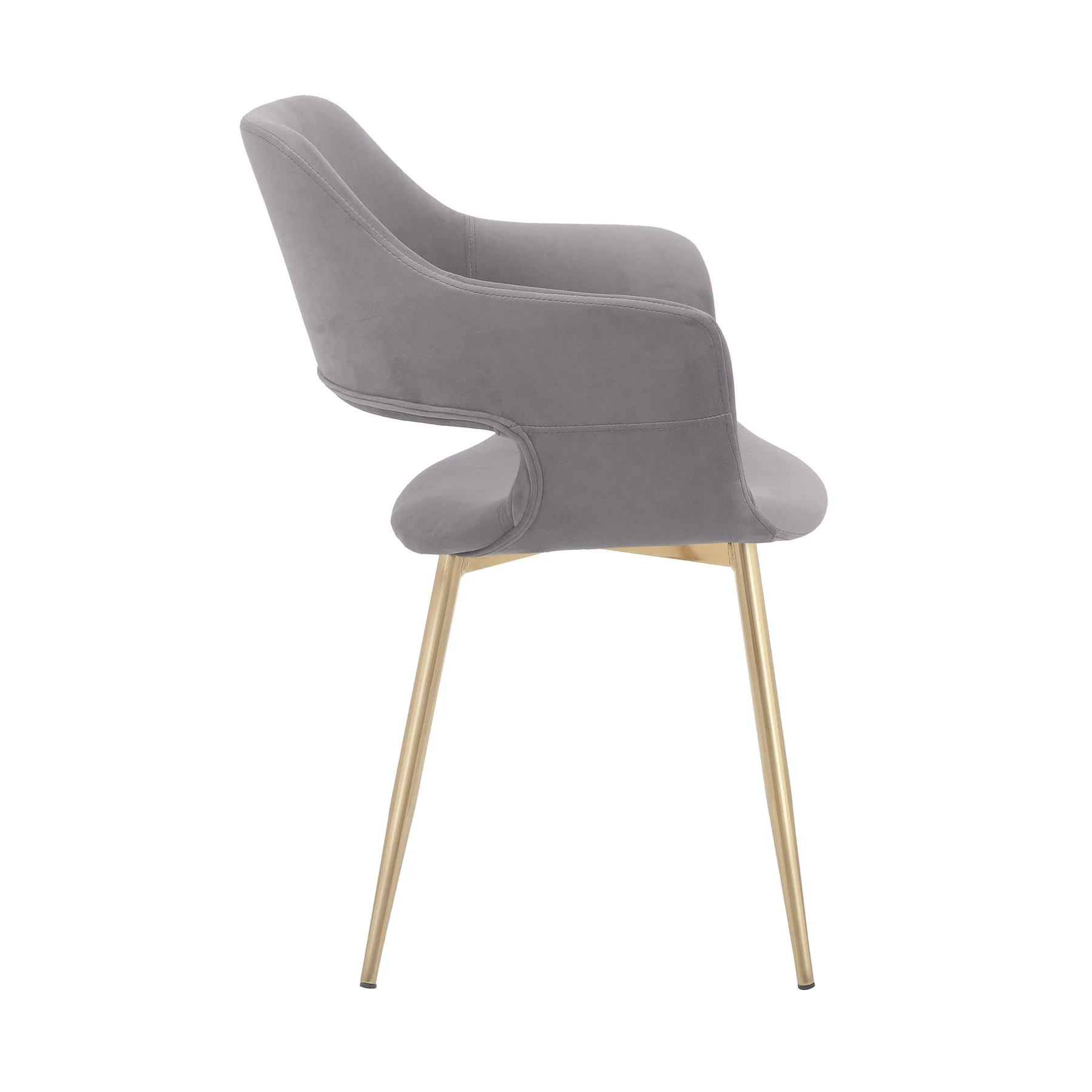 Gigi Gray Velvet Dining Room Chair with Gold Metal Legs - Set of 2 - Image 4