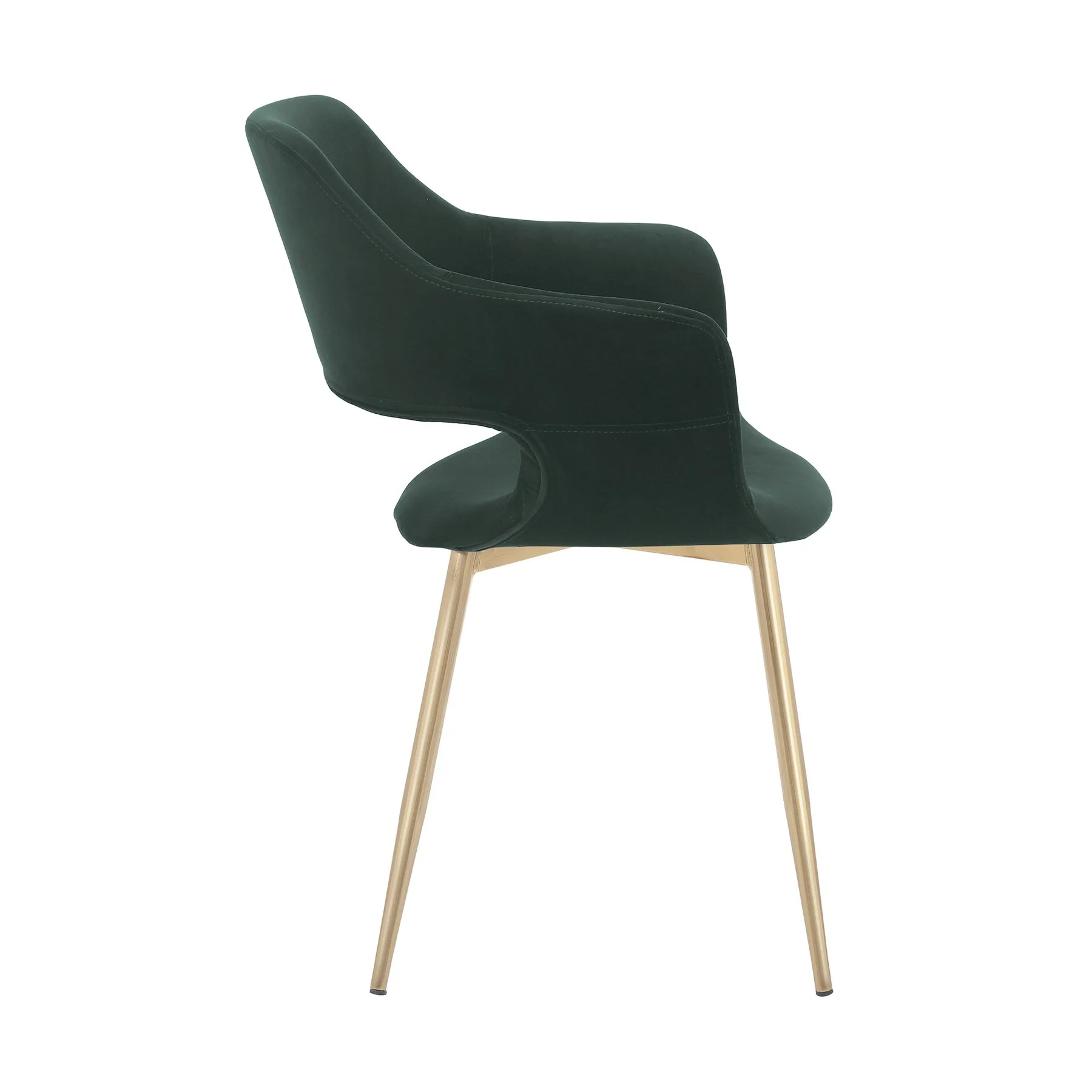 Gigi Green Velvet Dining Room Chair with Gold Metal Legs - Set of 2 - Image 4