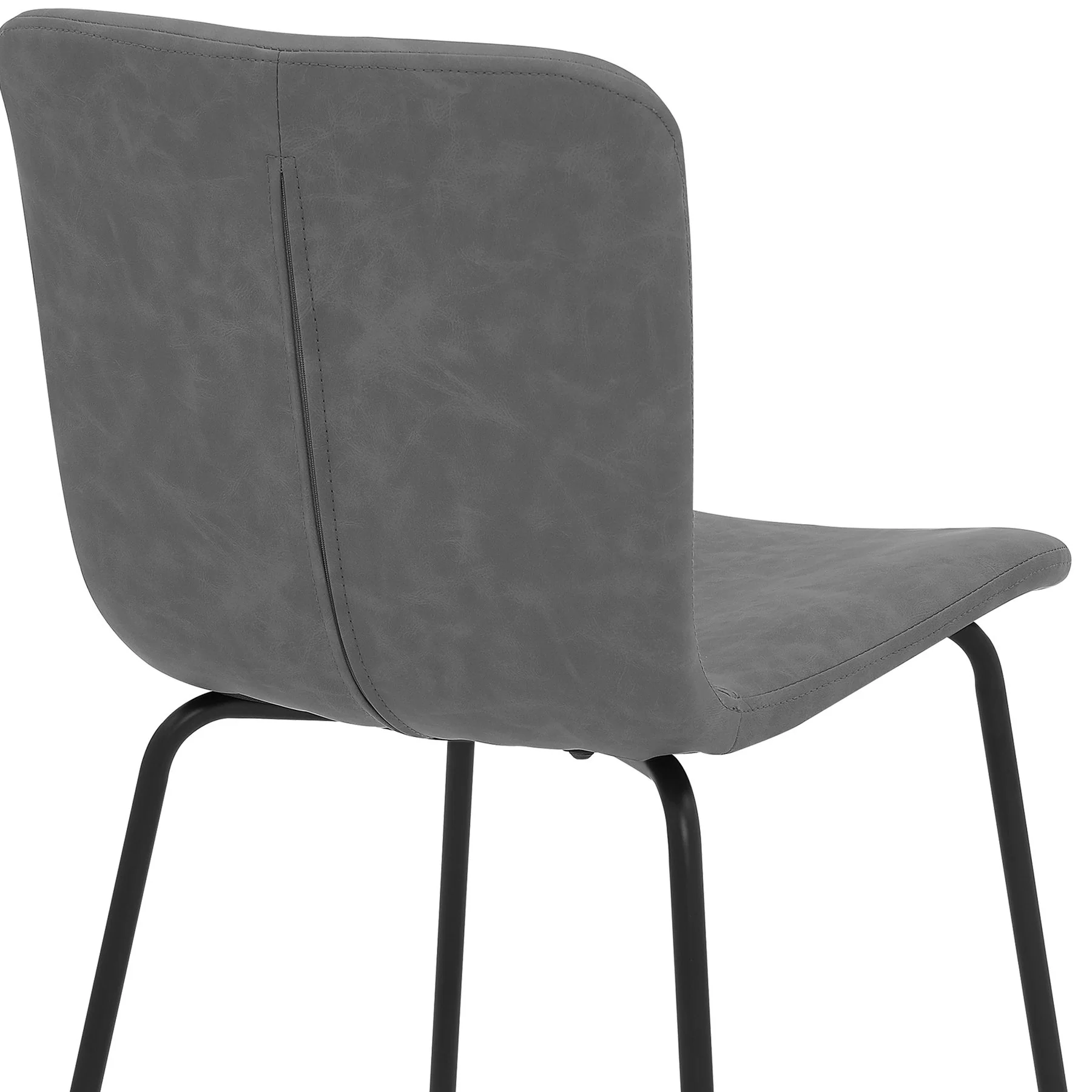 Gillian Modern Dark Gray Faux Leather and Metal Dining Room Chairs - Set of 2 - Image 6