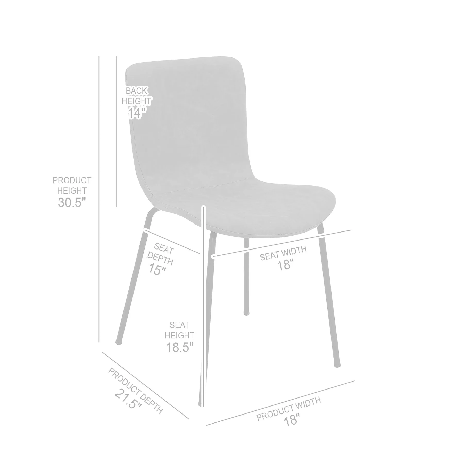 Gillian Modern Dark Gray Faux Leather and Metal Dining Room Chairs - Set of 2 - Image 8