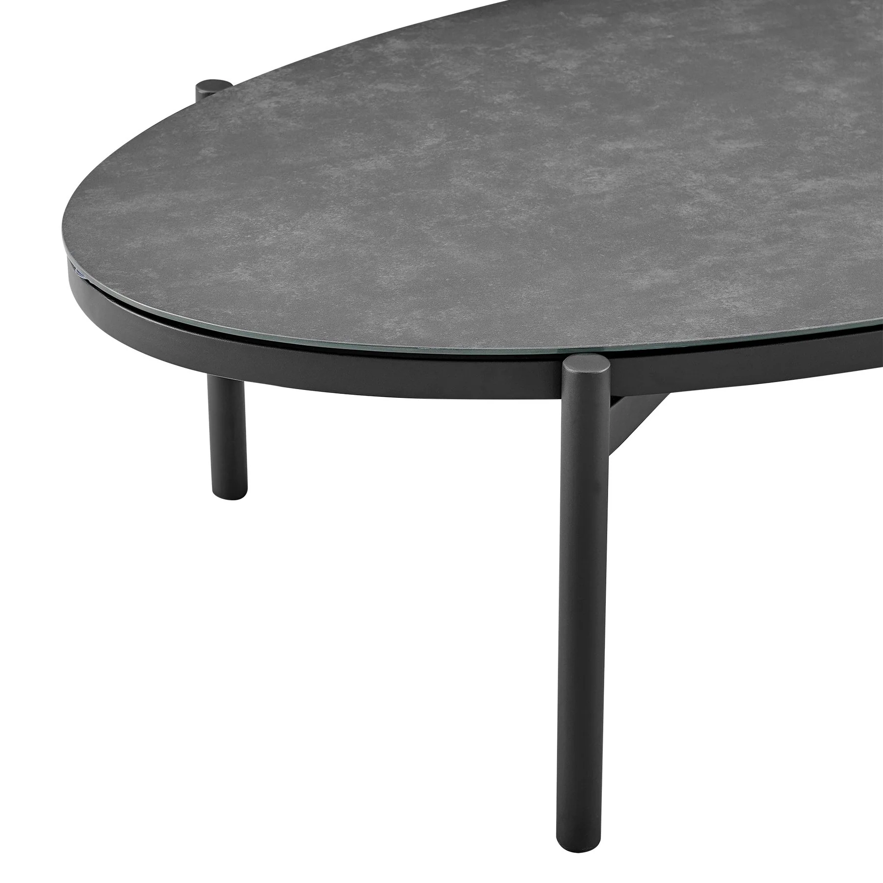 Giotto 4 Piece Outdoor Patio Furniture Set in Black Aluminum and Gray Wicker with Gray Cushions - Image 11