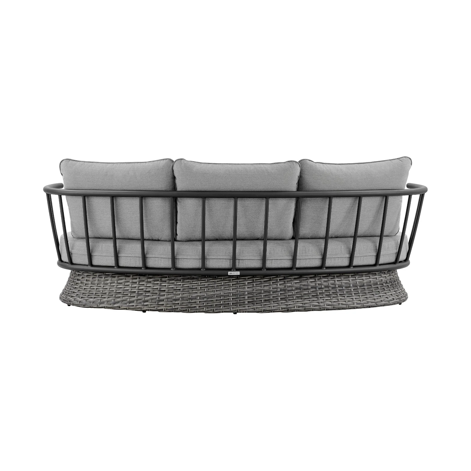 Giotto 4 Piece Outdoor Patio Furniture Set in Black Aluminum and Gray Wicker with Gray Cushions - Image 4