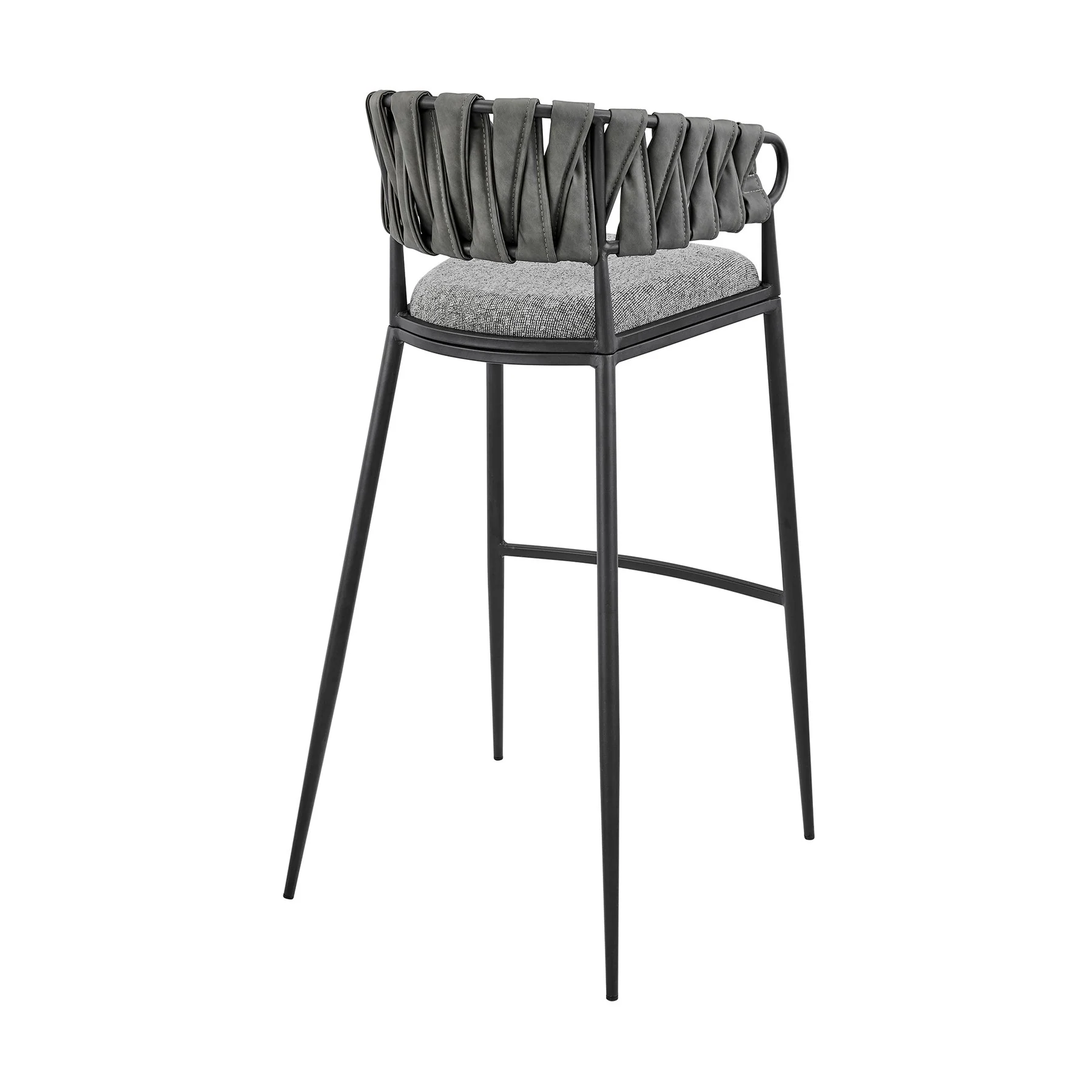 Giovanni 26" Counter Stool in Black Metal with Gray Fabric and Faux Leather - Image 4