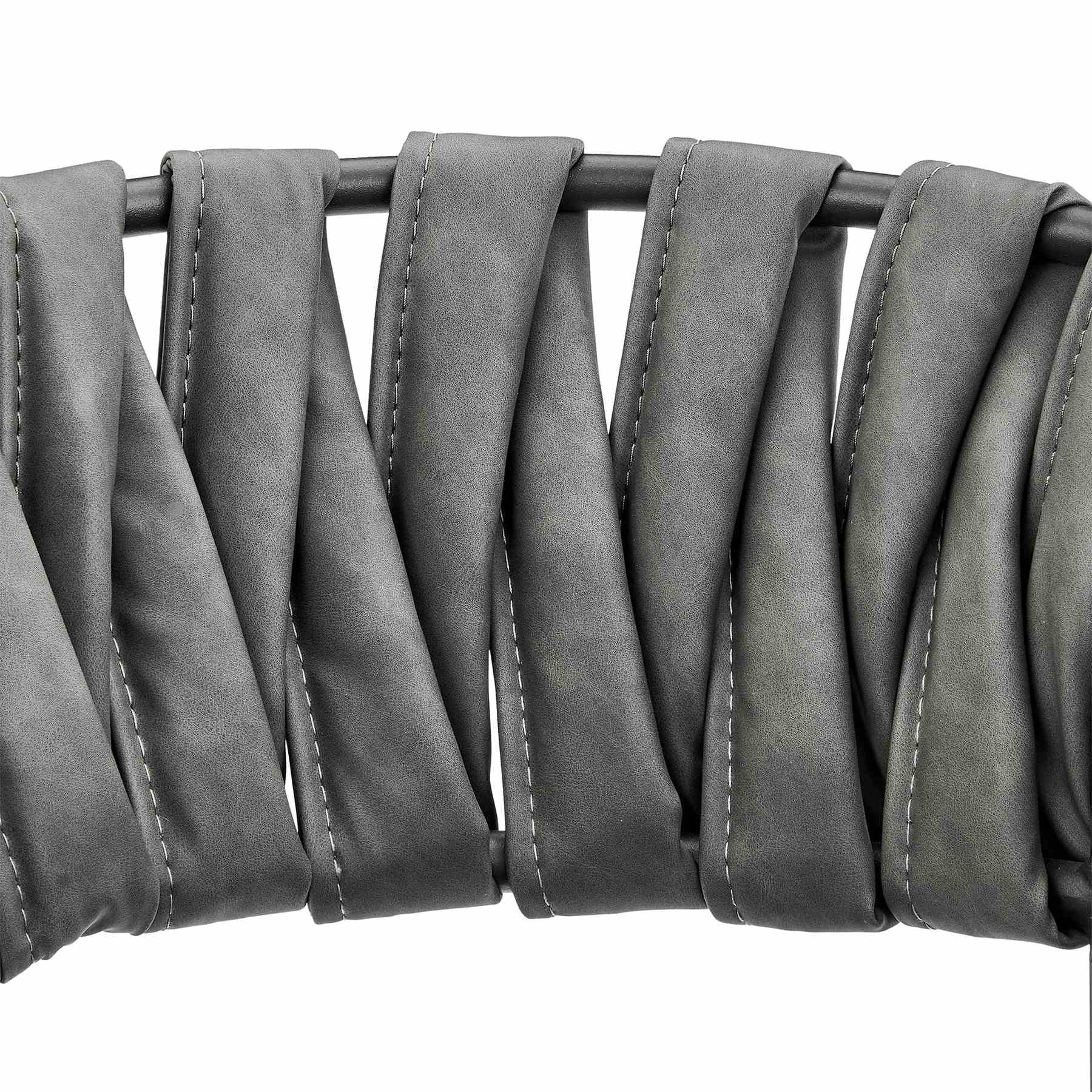 Giovanni 26" Counter Stool in Black Metal with Gray Fabric and Faux Leather - Image 8