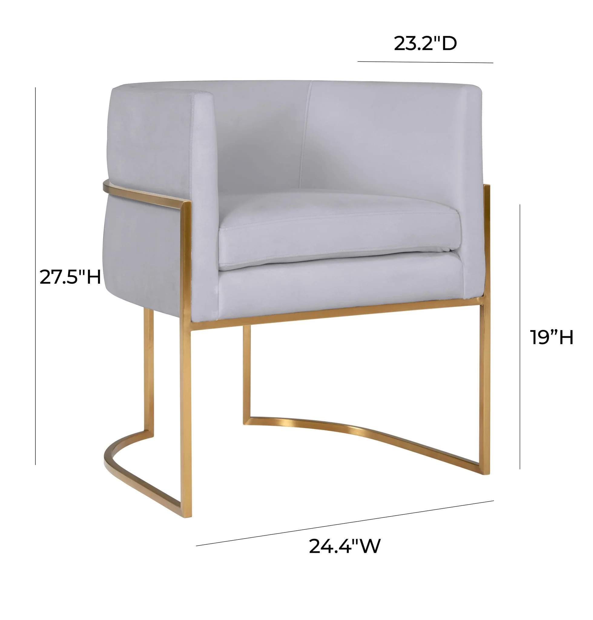 Giselle Grey Velvet Dining Chair with Gold Leg - Image 6