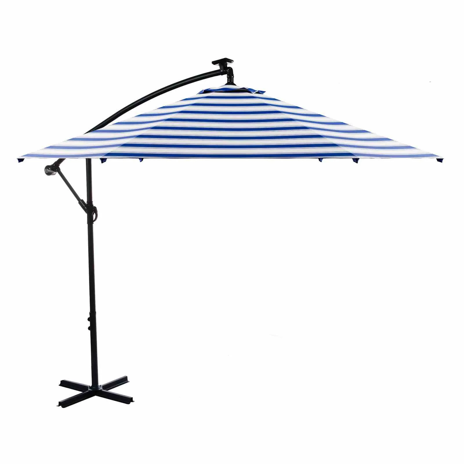Glam Cantilever Umbrella W/Led+Base, Blue/White