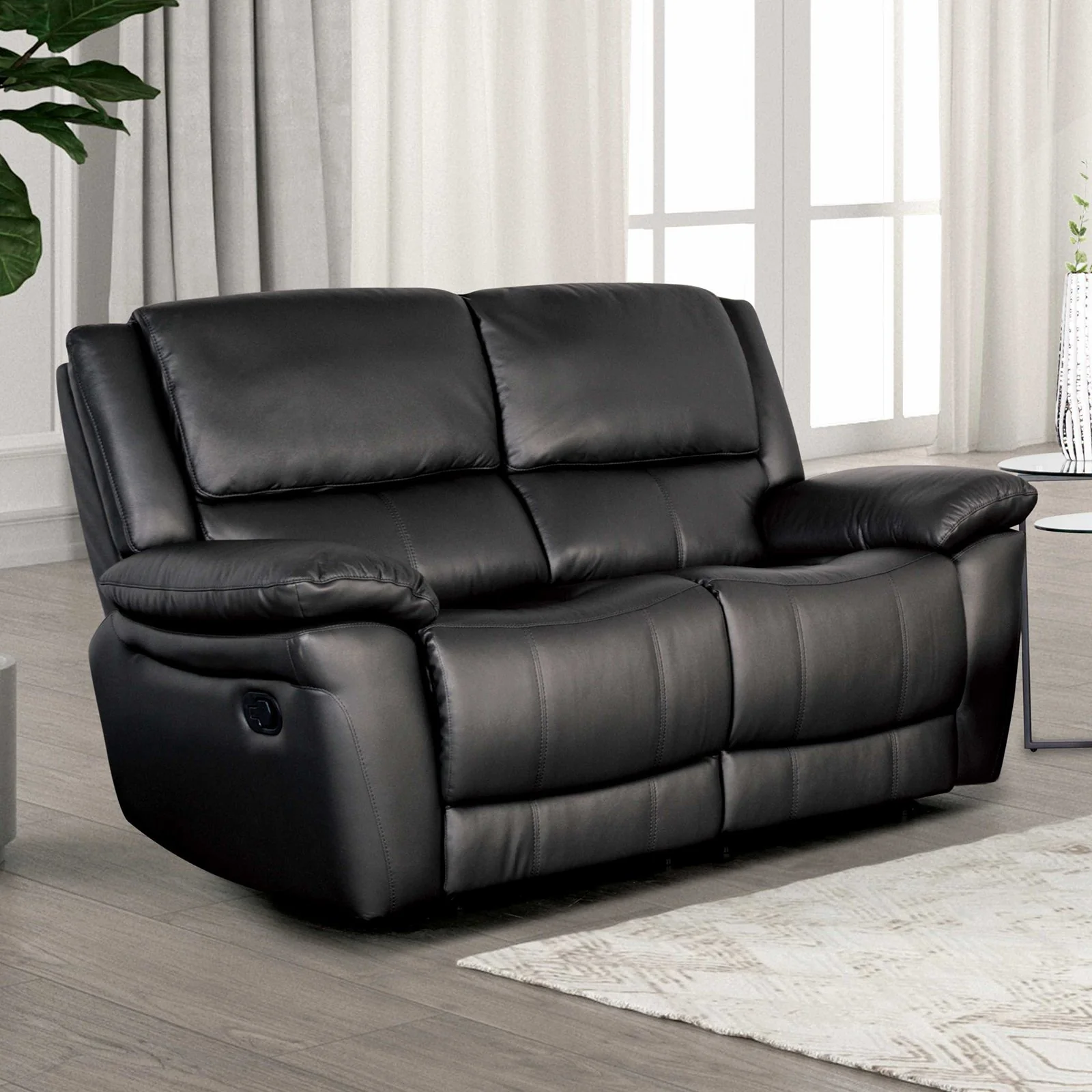 Glarus Loveseat Manual Recliner, Black