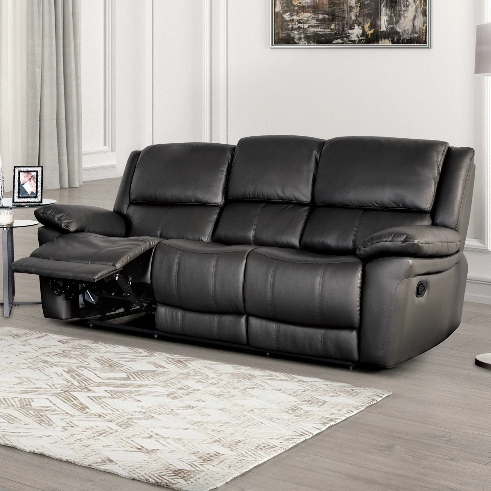 Glarus Sofa Manual Recliner, Black