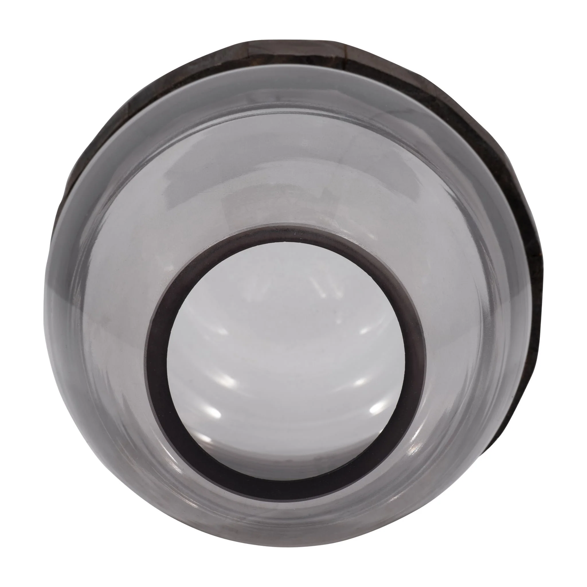 Glass, 10" Belly Vase W/ Wood Band, Clear - Image 5