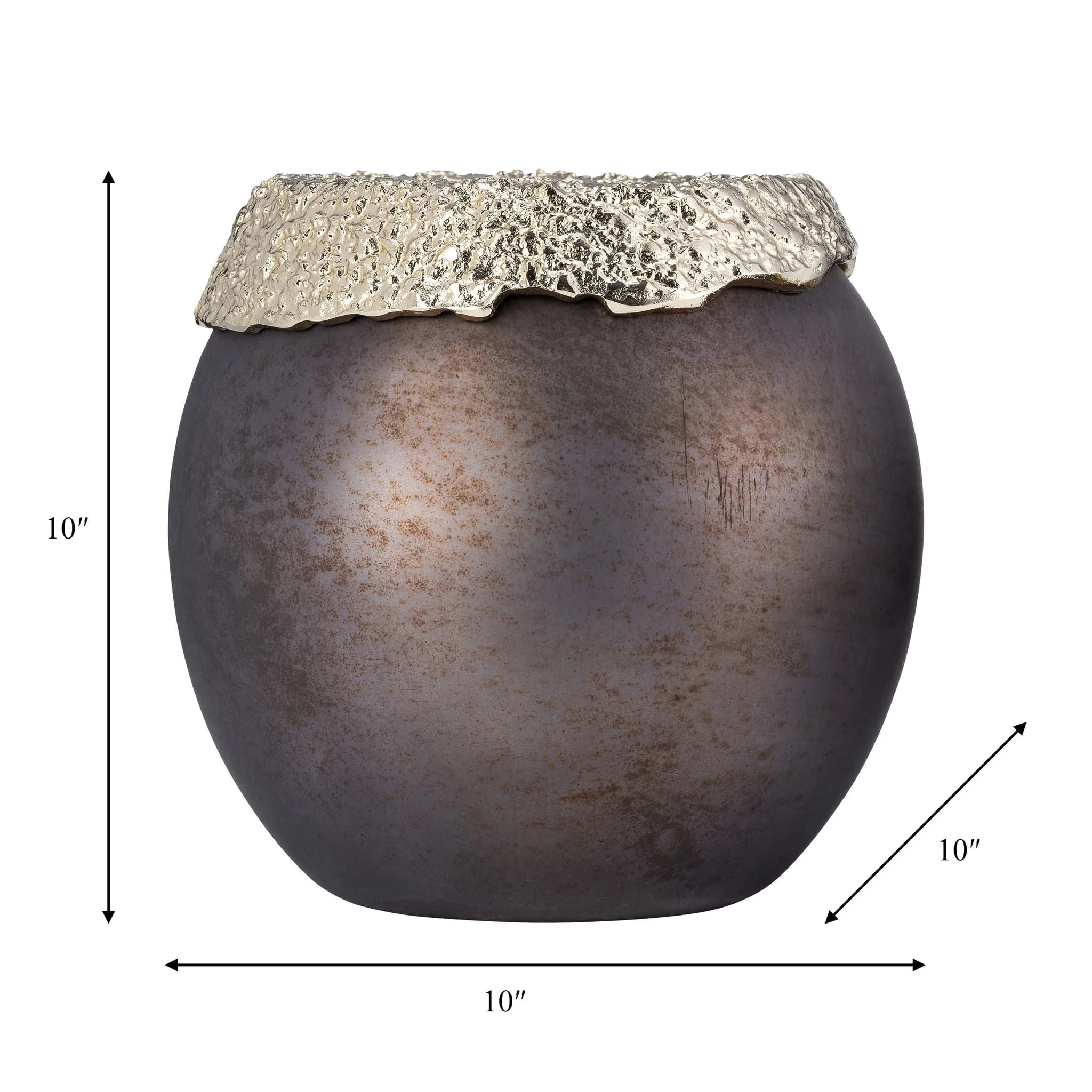 Glass,10",oval Hurricane,charred Coal/gold - Image 9