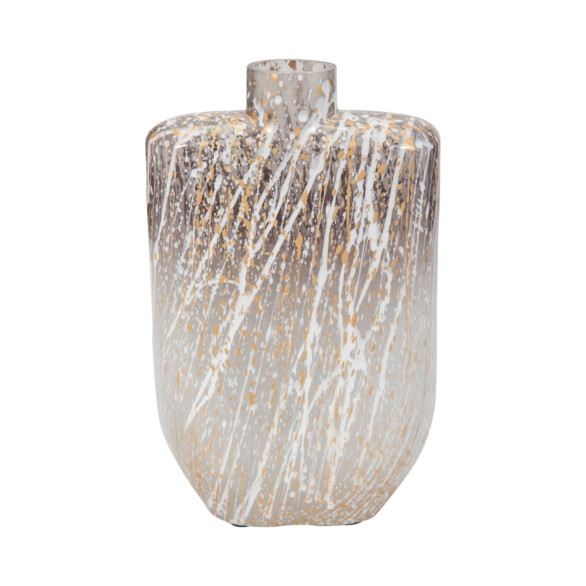 Glass,10",striped Stained Vase,multi